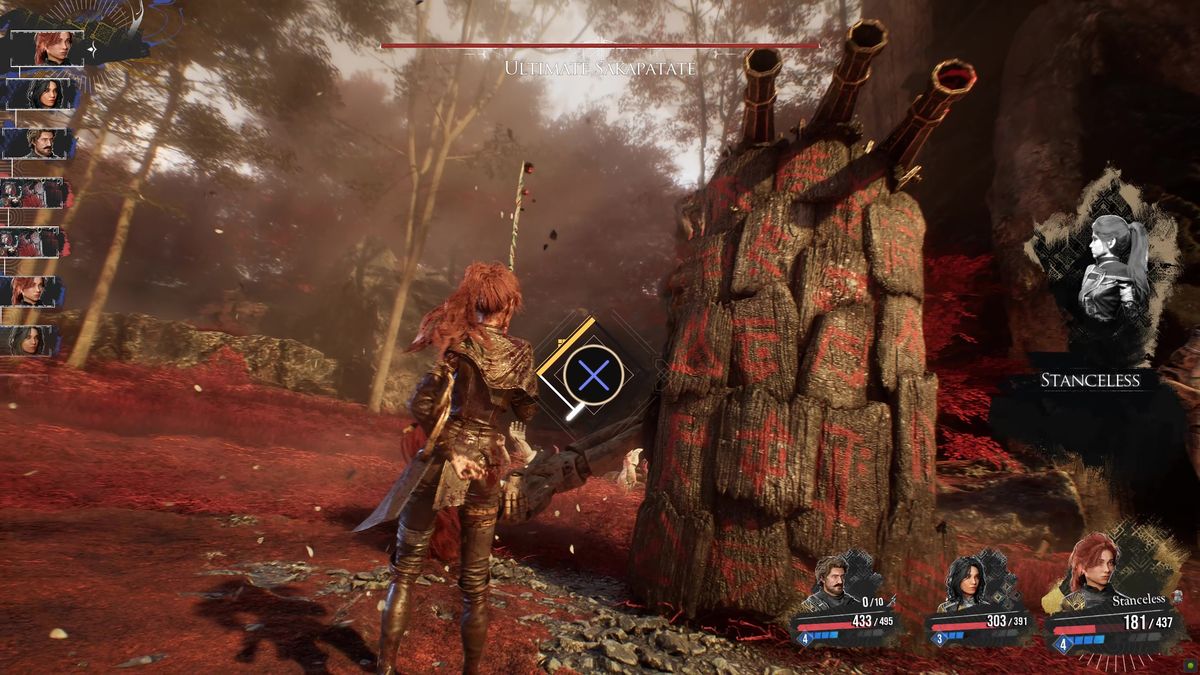 Maelle performs a QTE skill in Clair Obscur: Expedition 33 against the boss enemy Ultimate Sakapatate