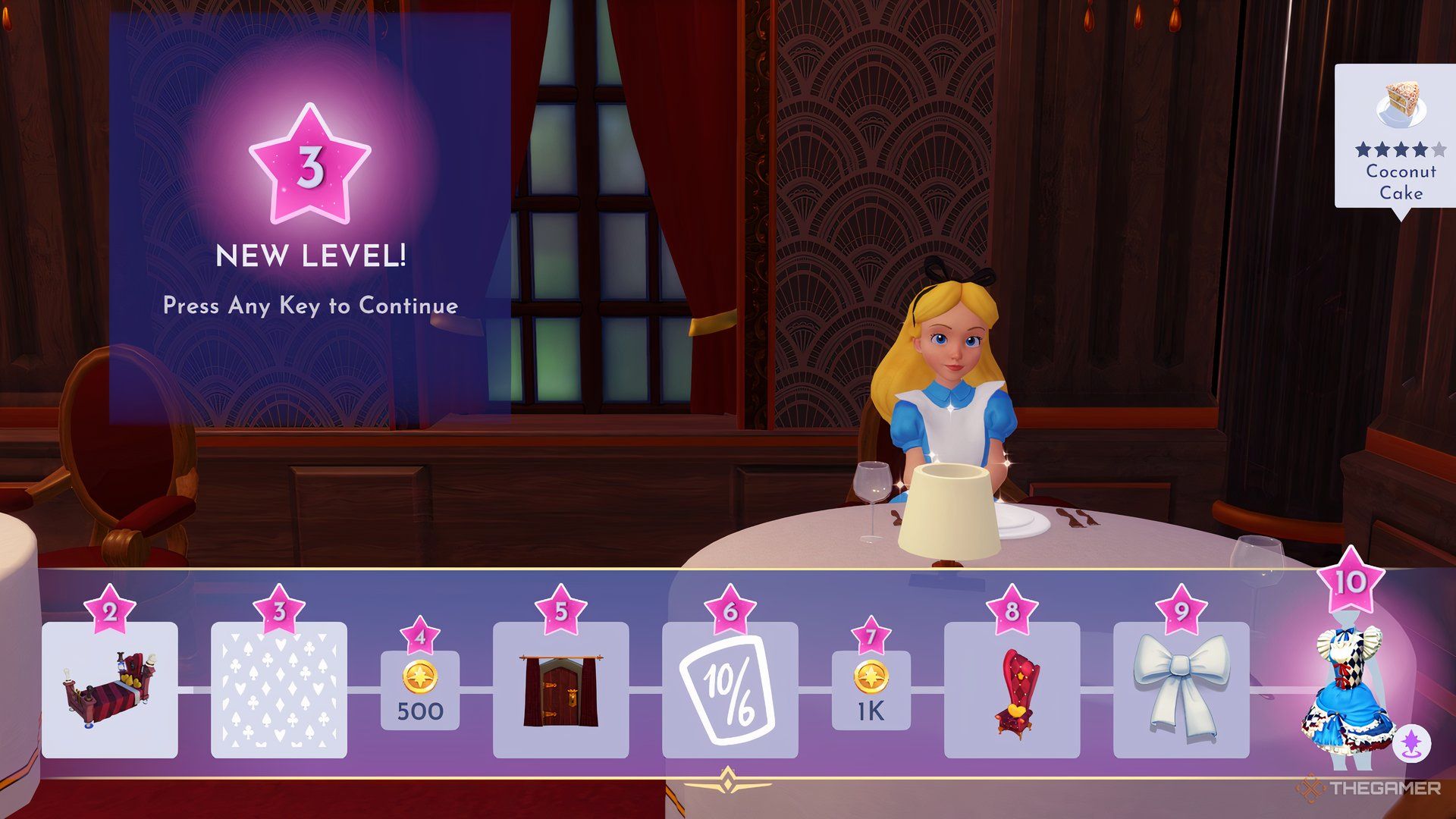 Alice's Friendship Rewards while she sits in the restaurant.