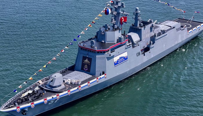 A newly unveiled multipurpose destroyer in Nampo, North Korea, according to KCNA reports.