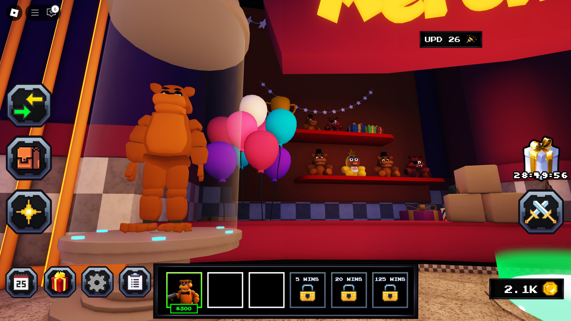 Screenshot of the merchant area in Five Nights TD Roblox