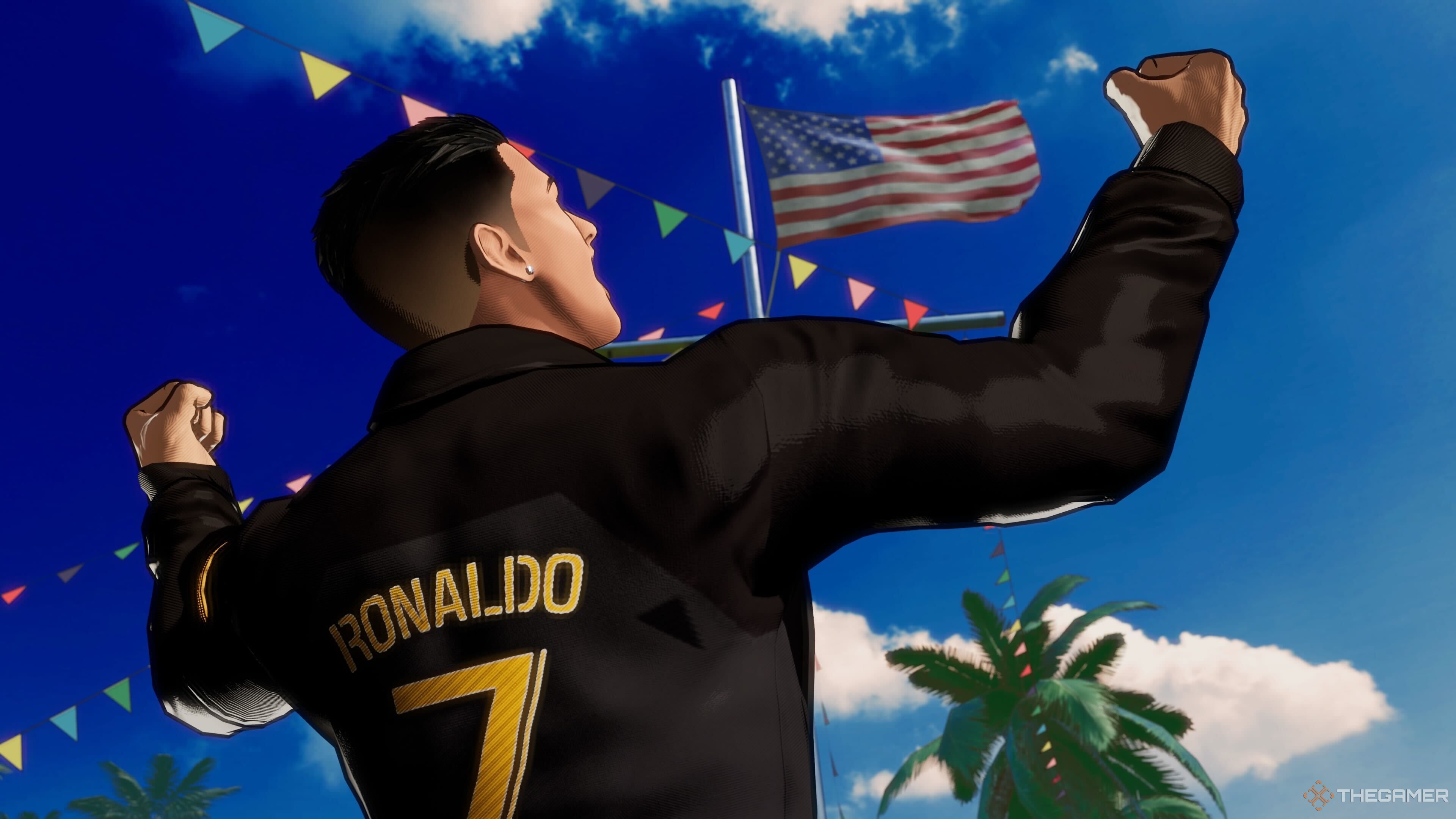 Cristiano Ronaldo celebrating in Fatal Fury: City of the Wolves.