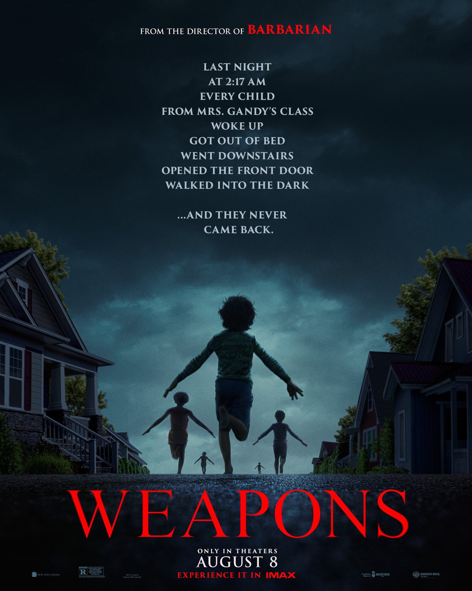 A child runs in a neighborhood in Weapons.