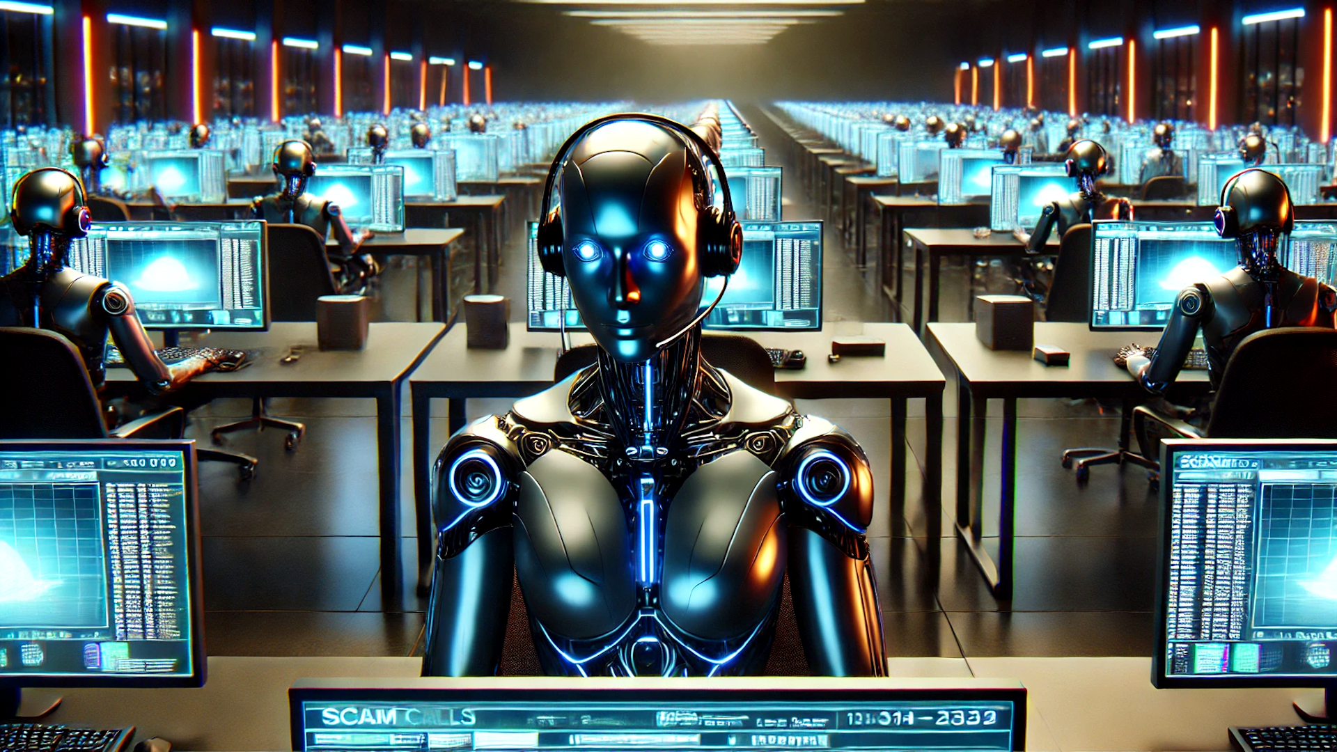 robot making robo calls in giant call center