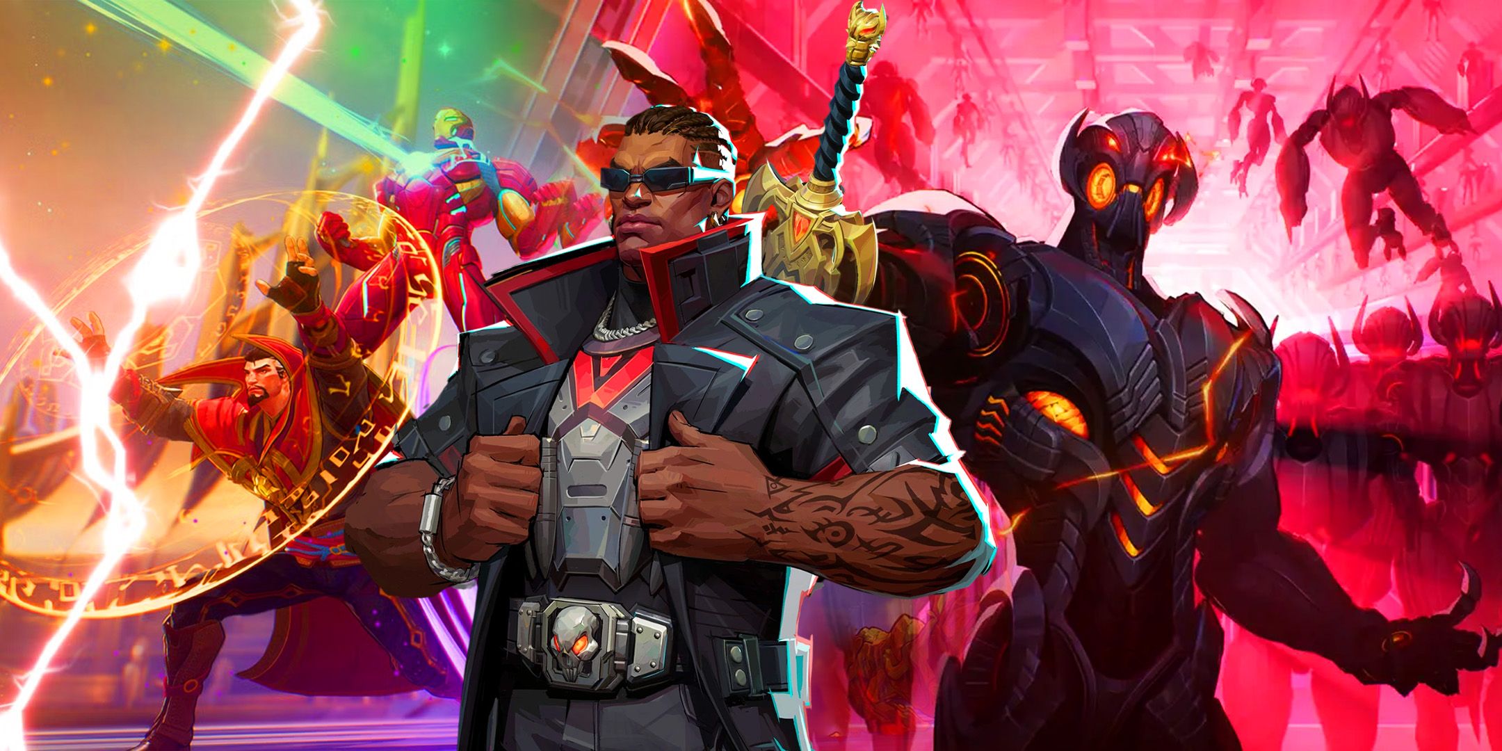 Blade and Ultron with characters fighting