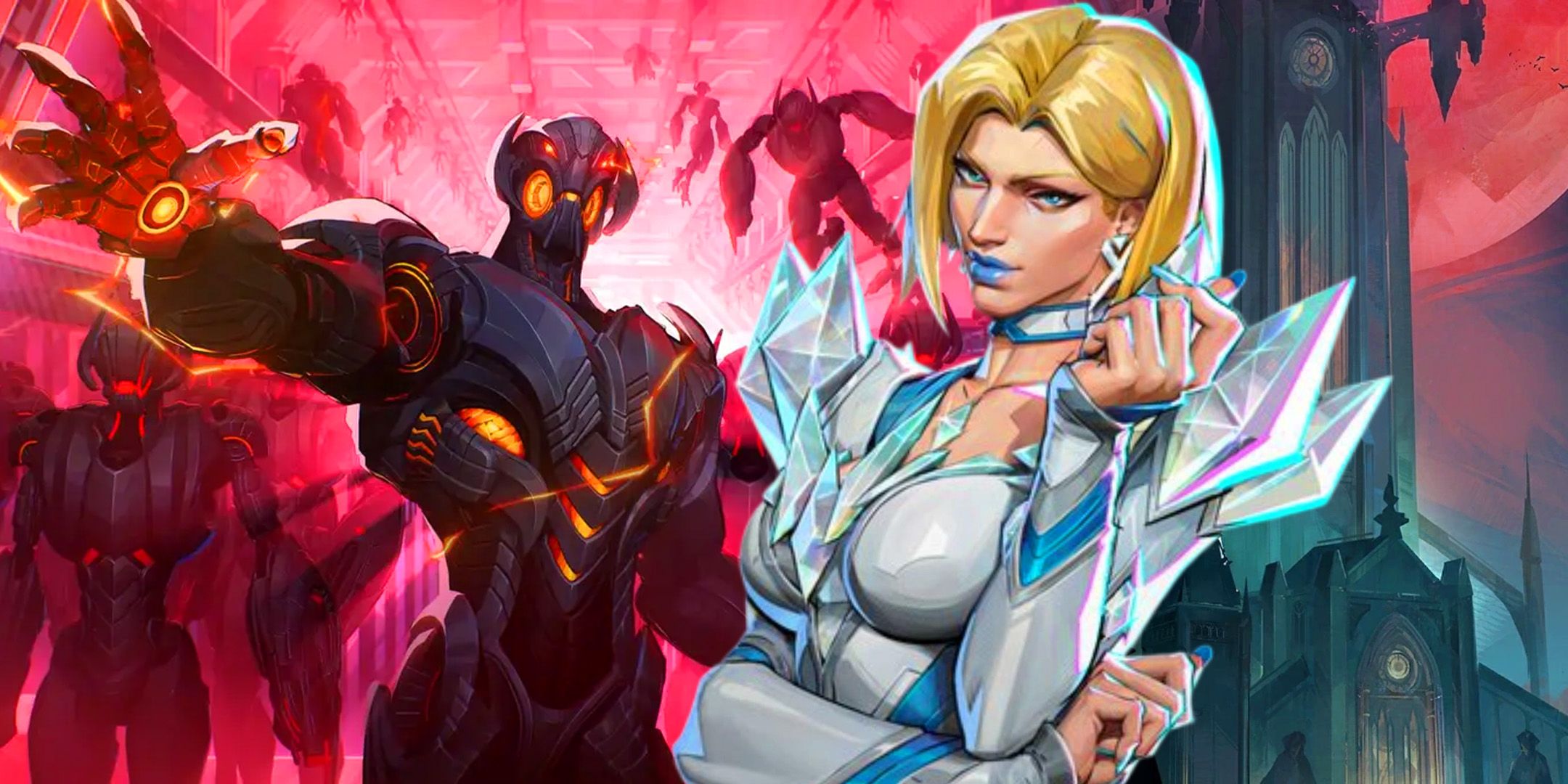 Emma Frost and Ultron in front of the castle from Central Park