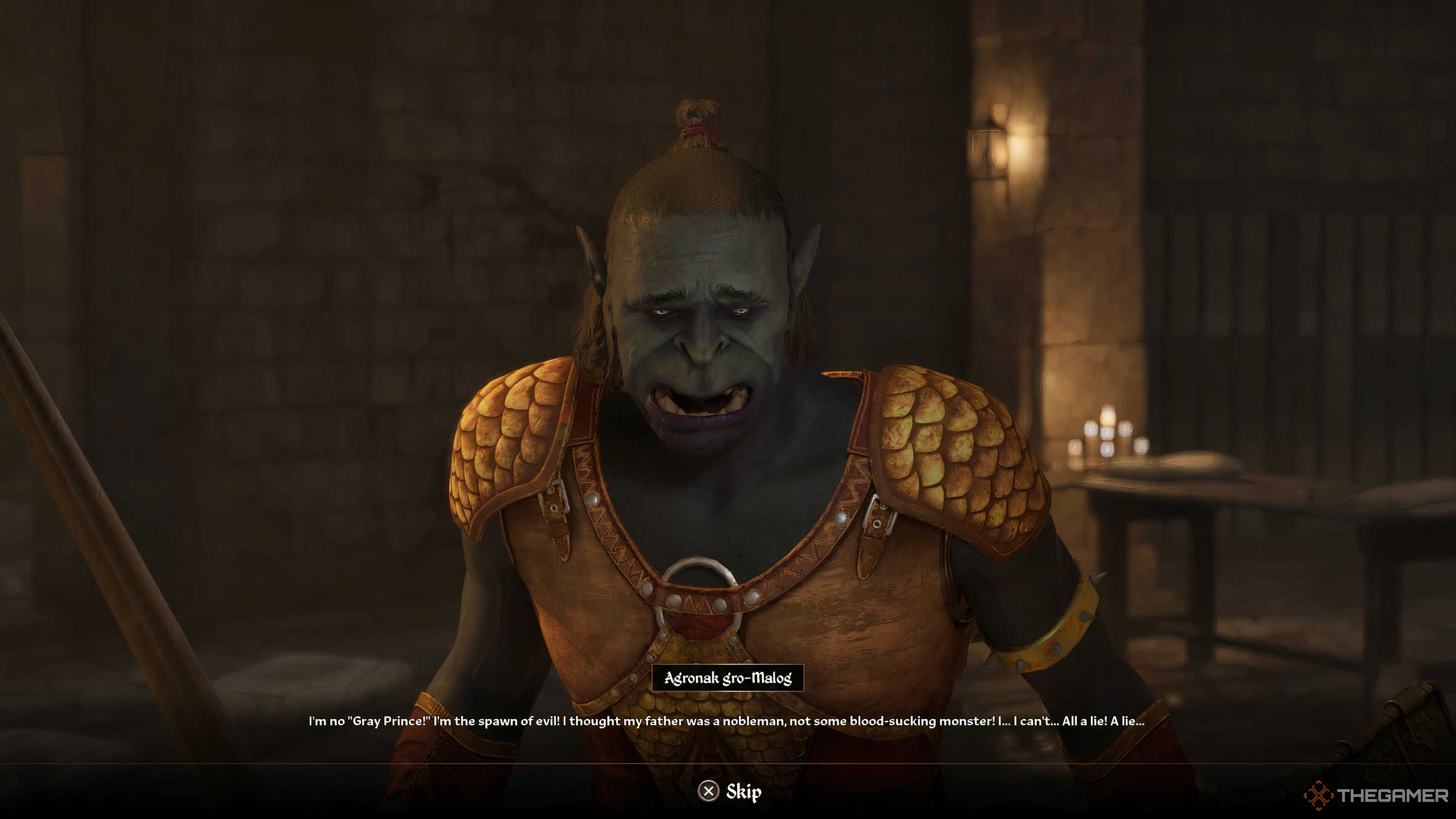 The Gray Prince looking sad while conversing with the player in Oblivion Remastered.