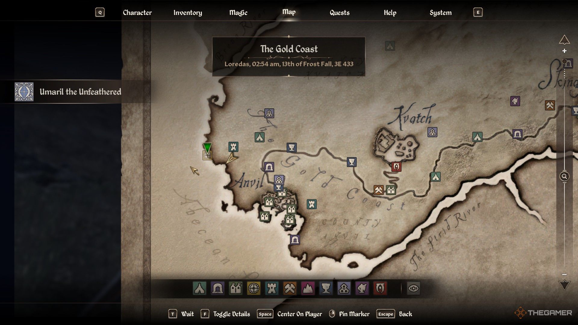 Player locates Garlas Malatar on their map in Oblivion Remastered.