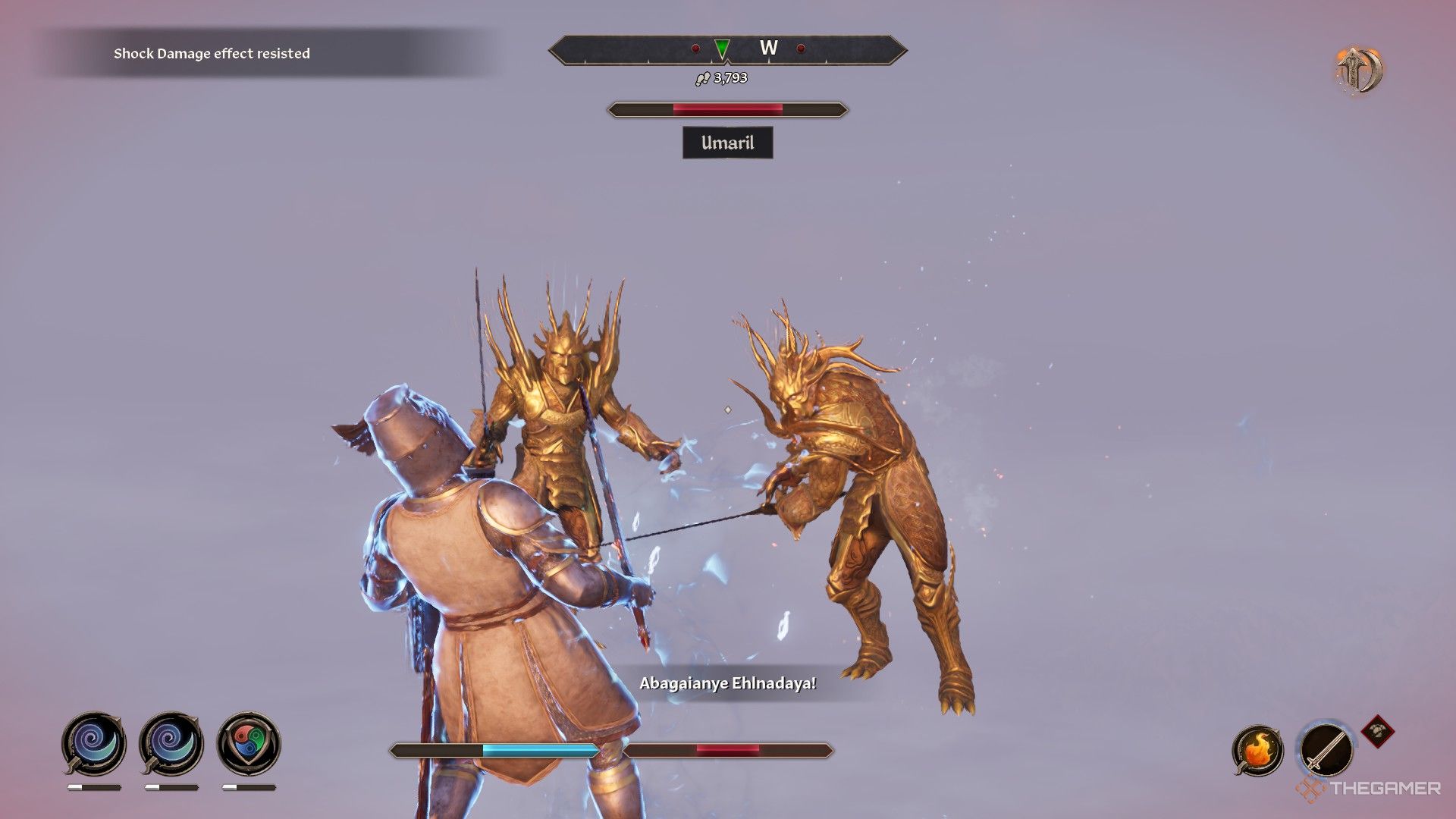 Player faces dual Umarils in the daedric realm in Oblivion Remastered.