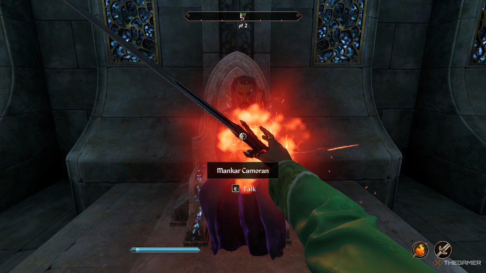 Attacking Mankar Camoran in The Elder Scrolls IV Oblivion Remastered.