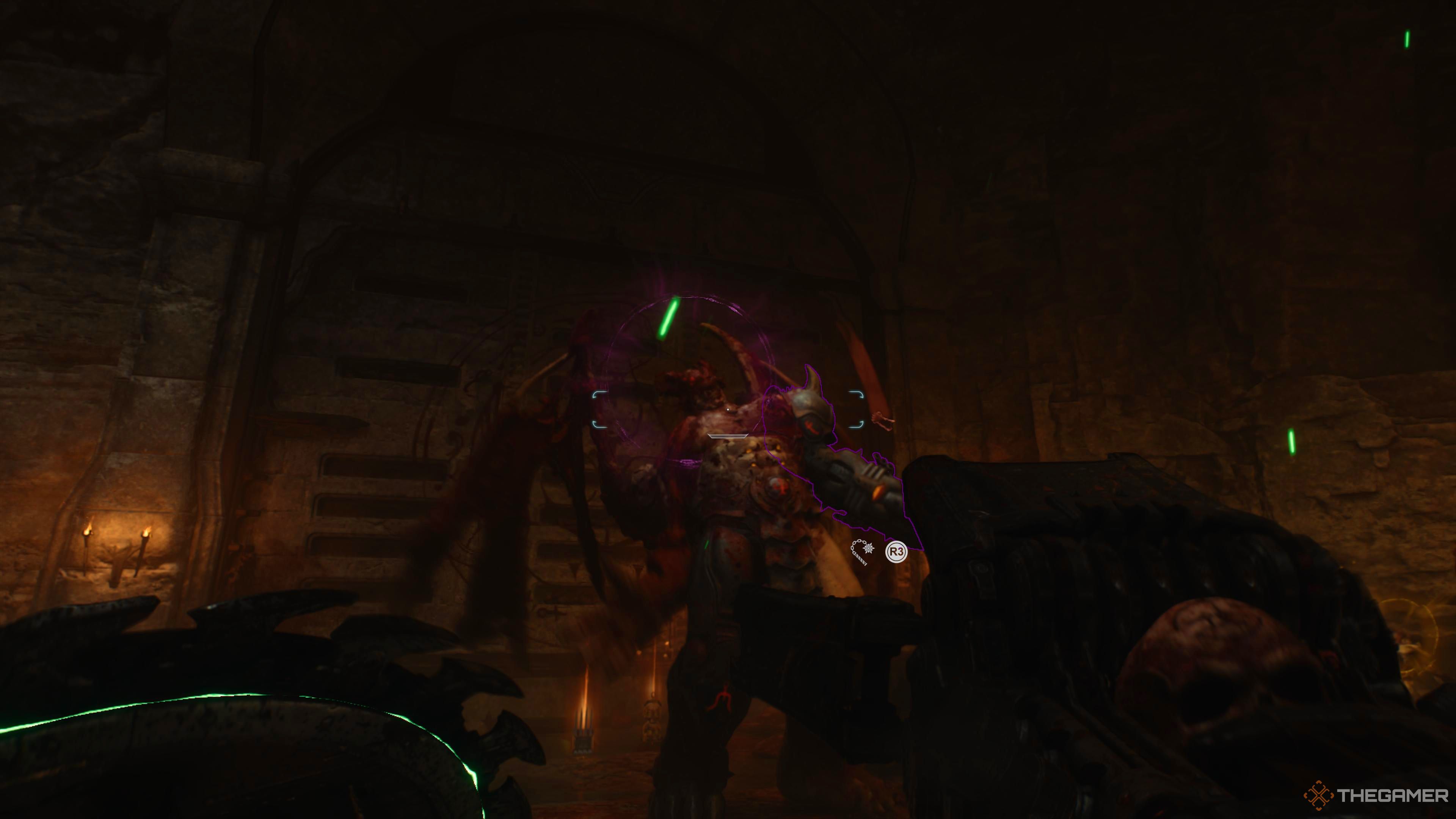 Using the parry's time stop effect to aim a shot in Doom The Dark Ages.