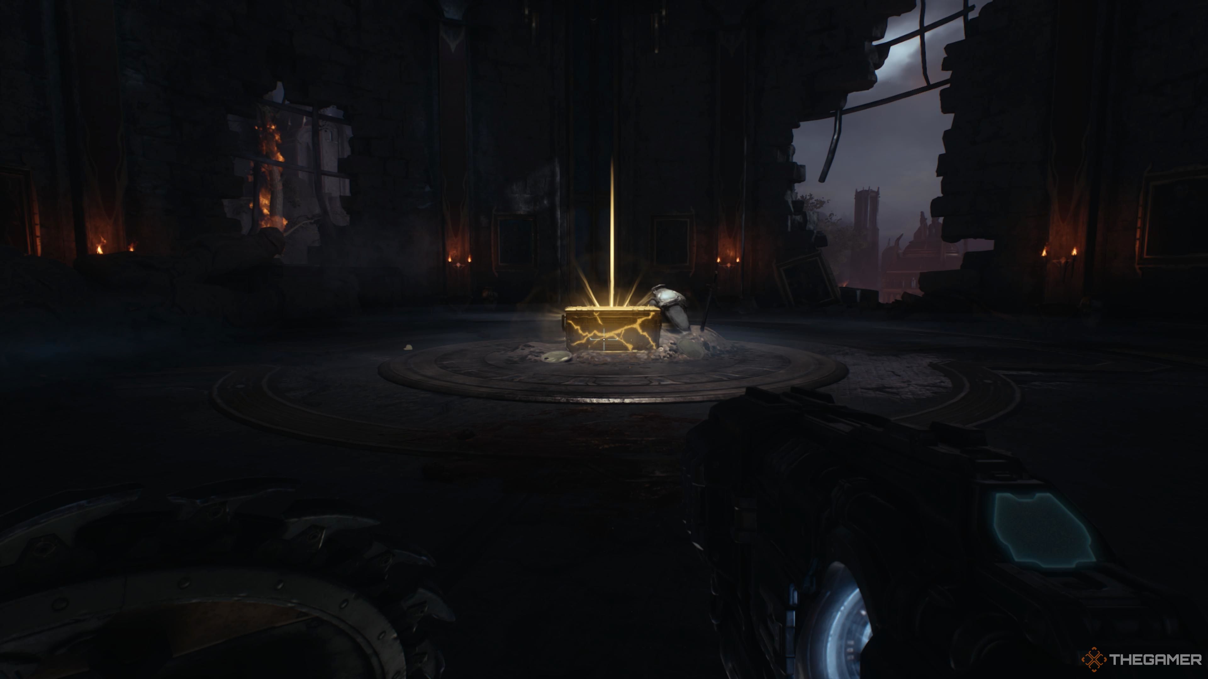The Sentinel Barracks climbable side of the movable block in Doom The Dark Ages.-1