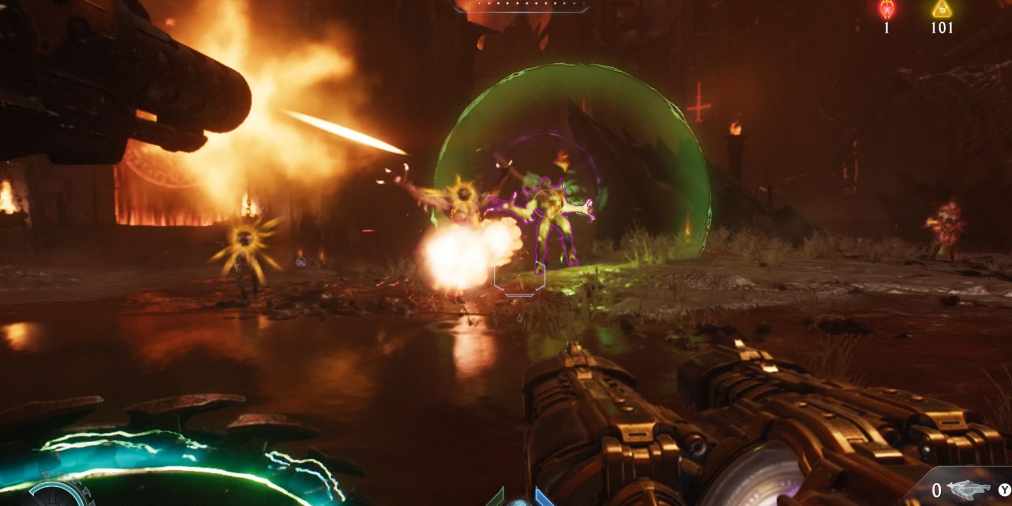 An enemy shot by the Auto Turret in Doom: The Dark Ages