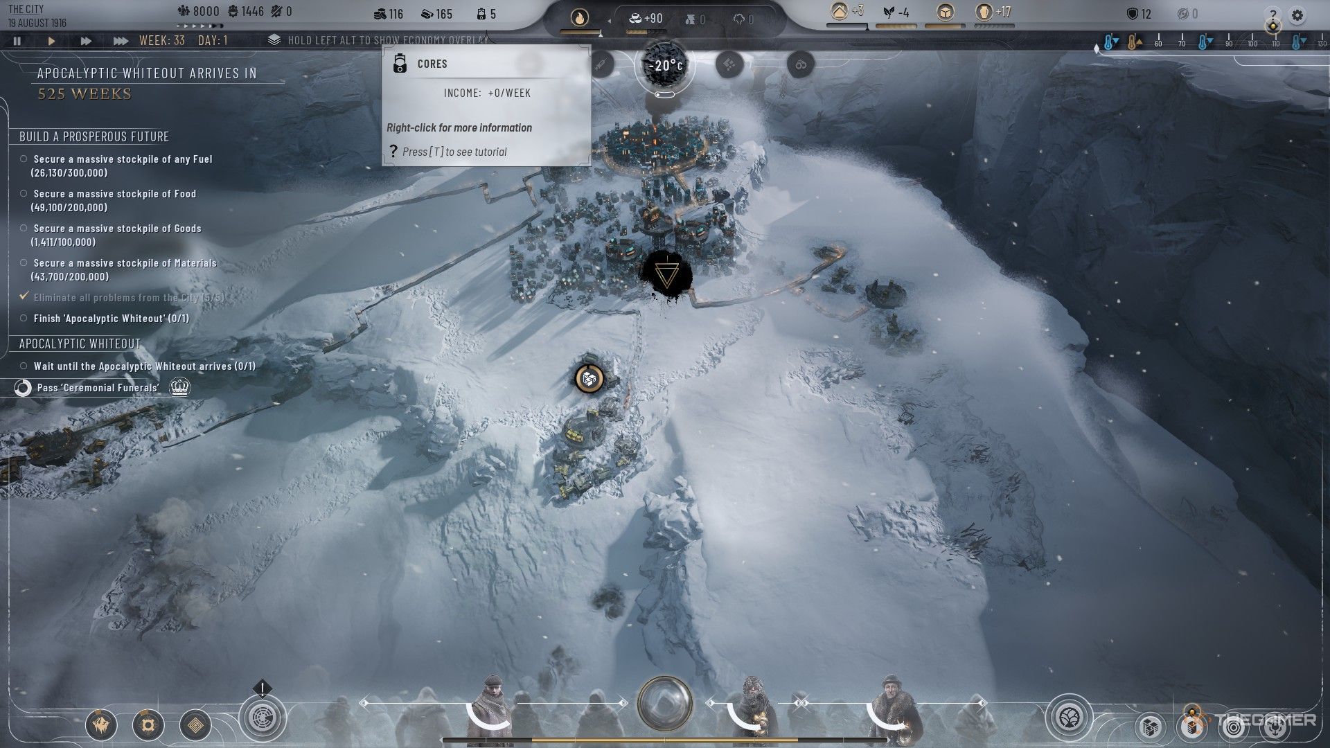 Player showcases 5 starting Steam Cores in Serenity Mode.