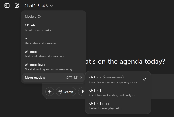 using the GPT-4.5 model in ChatGPT
