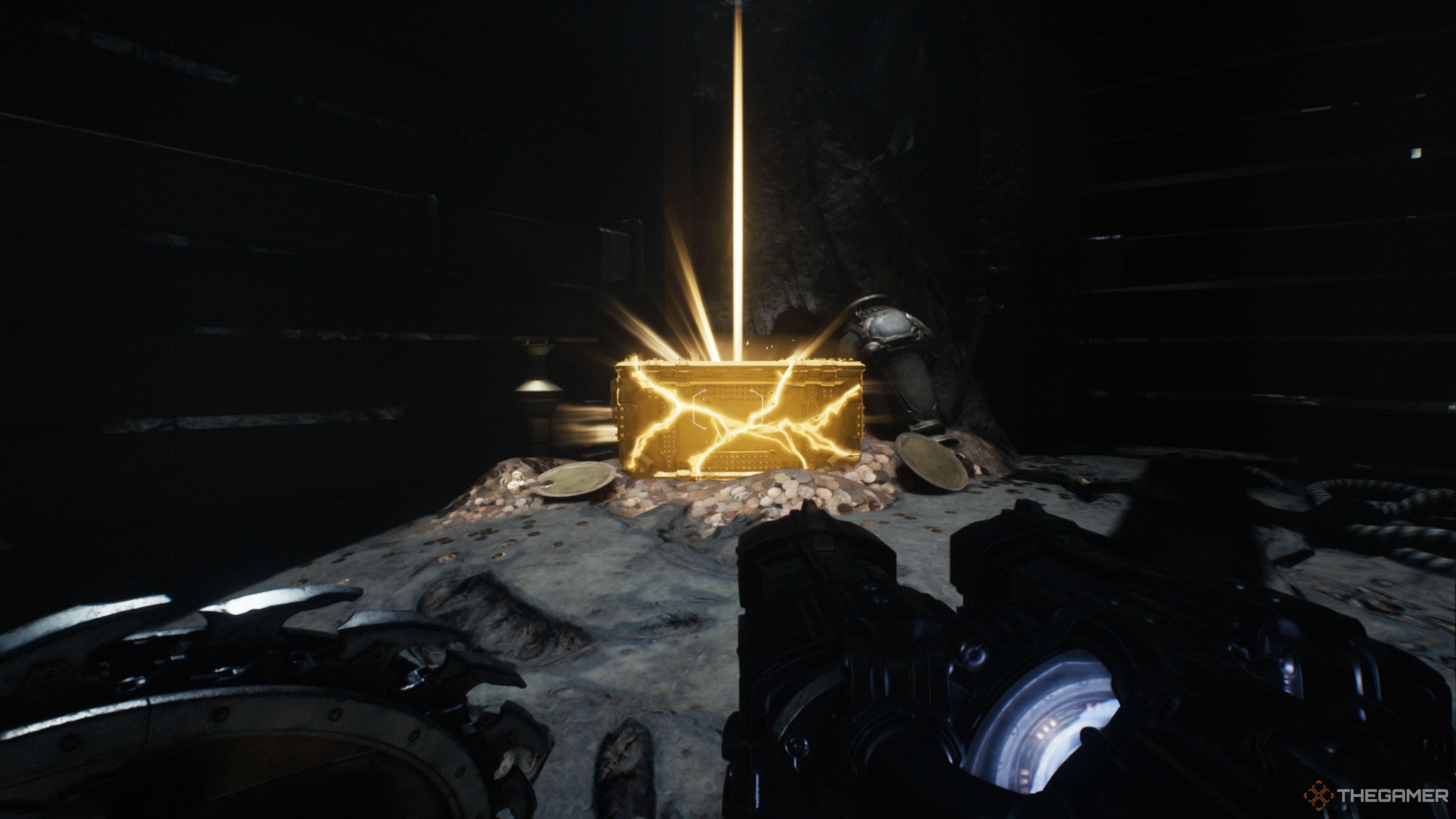The treasure chest on the west side of the map in The Ancestral Forge of Doom The Dark Ages.