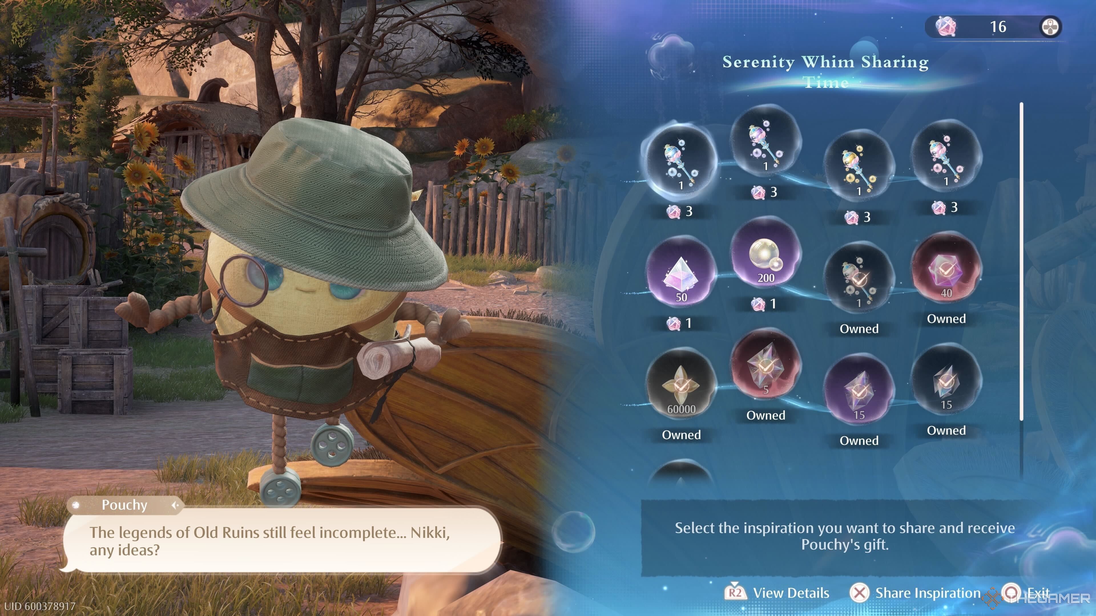 Pouchy's Shop while trading Whim Bubbles in Infinity Nikki.