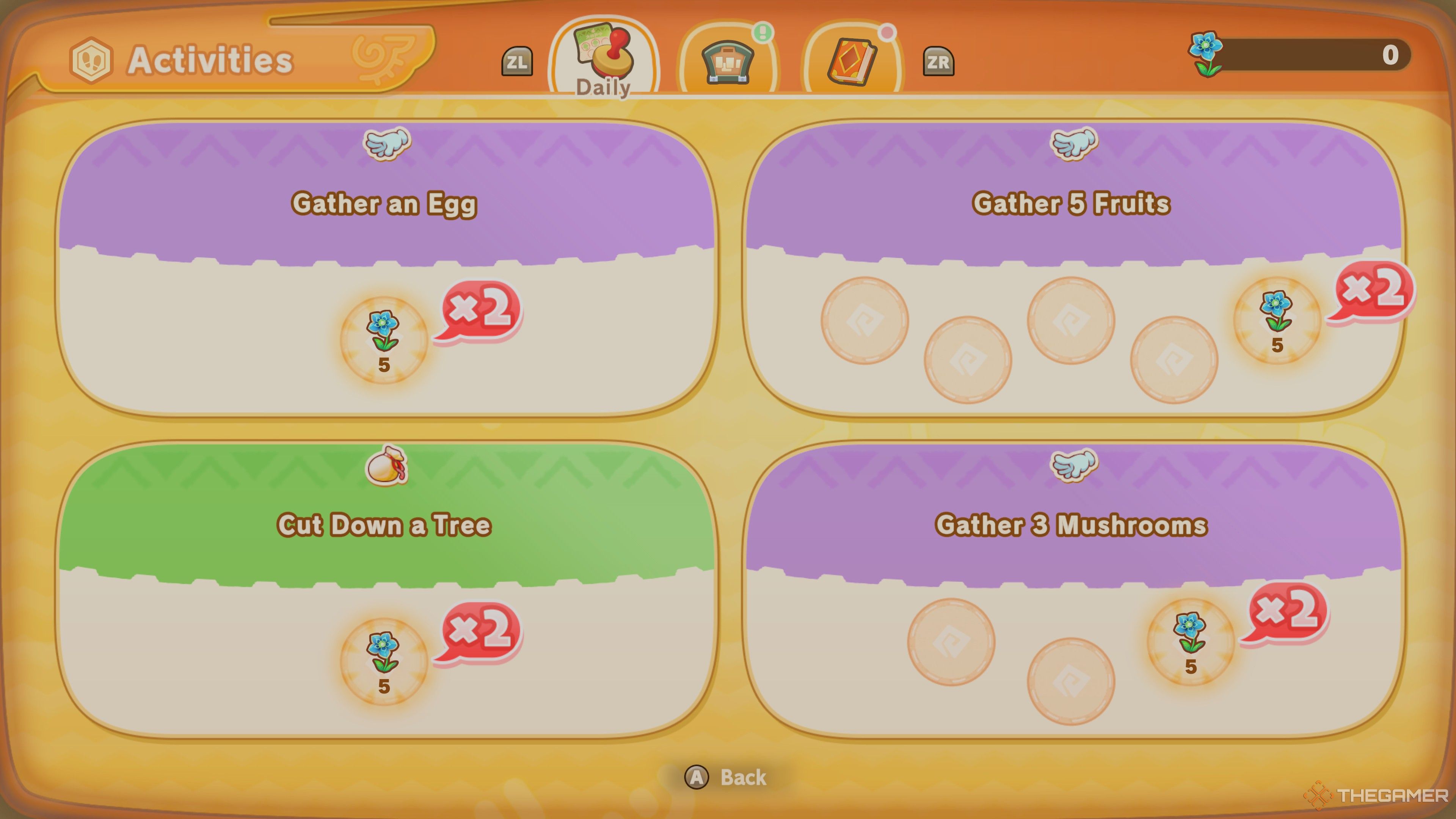 The daily quests screen in Fantasy Life i.