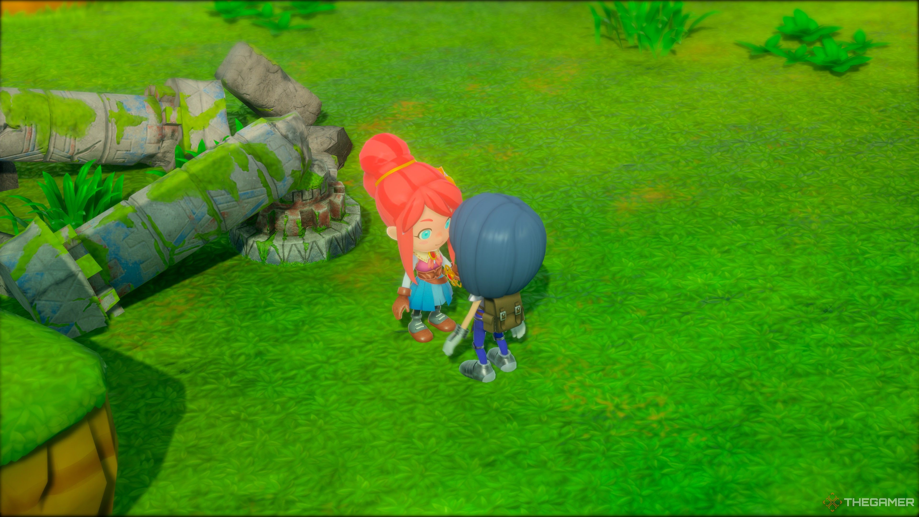 Speaking with a fellow villager in your custom town in Fantasy Life i.