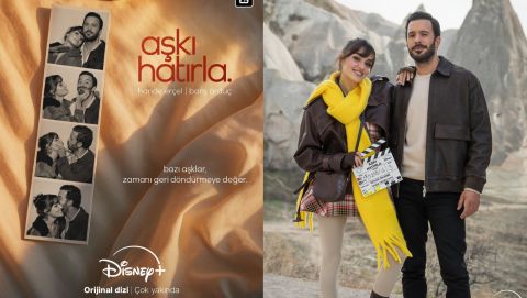 Hande Erçel and Barış Arduç in the Disney+ series “Aşkı Hatırla” with a striking poster reveal