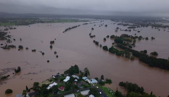 Drone footage captures a flooded area in Tinonee, New South Wales, Australia, after heavy rains on May 21, 2025. — Reuters