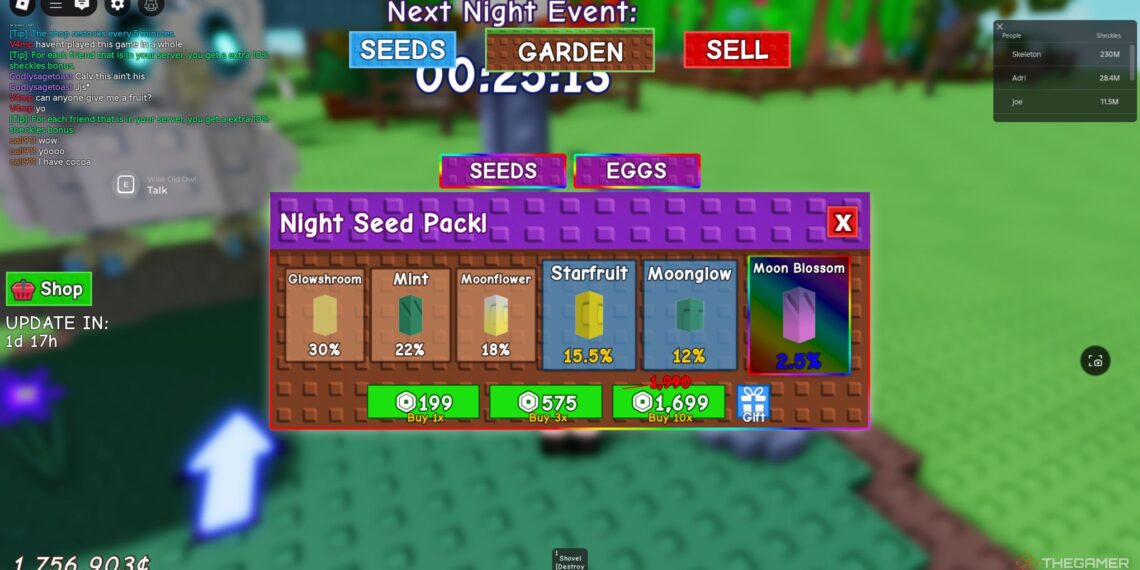Completing Tasks to Earn More Seed Packs in Roblox Gardening