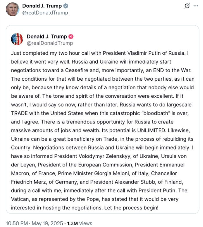 Putin and Trump discuss a memorandum on a potential peace accord with Ukraine.