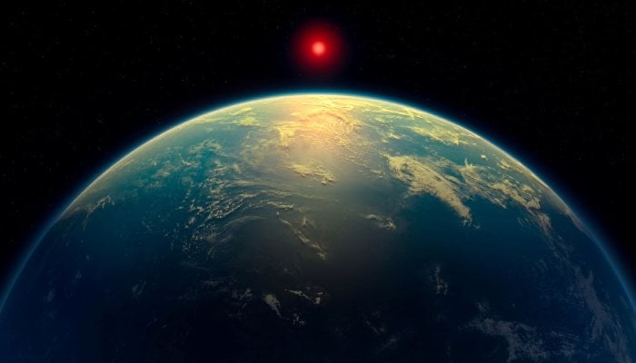 An artist's depiction of what a hycean world, like K2-18 b, could look like.