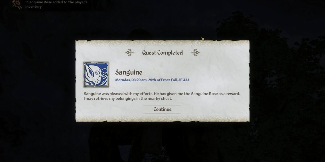 Completing the Sanguine Rose Quest in Oblivion Remastered