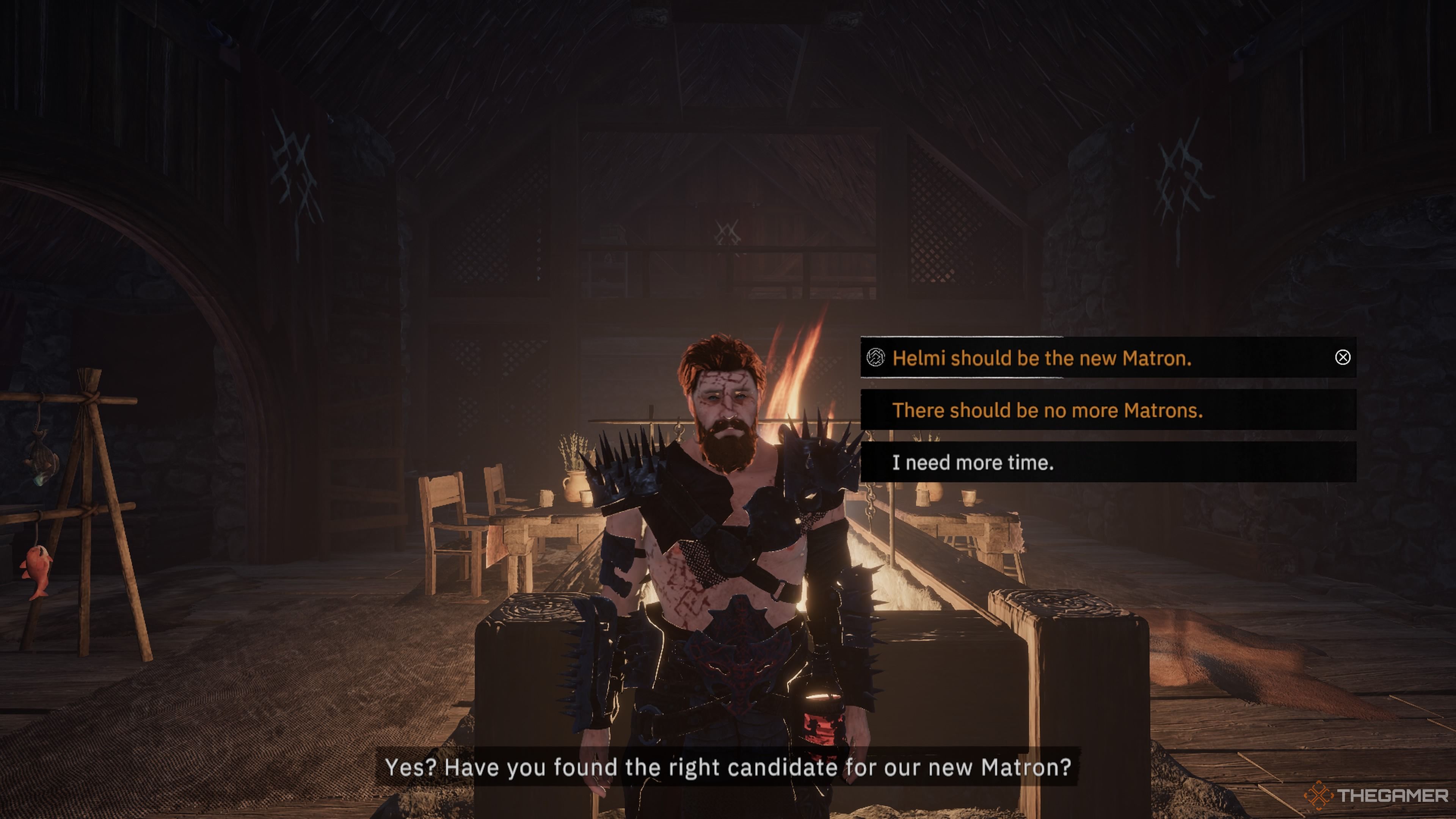Player character discusses tribe matters with Angsvar in Tainted Grail: The Fall Of Avalon.