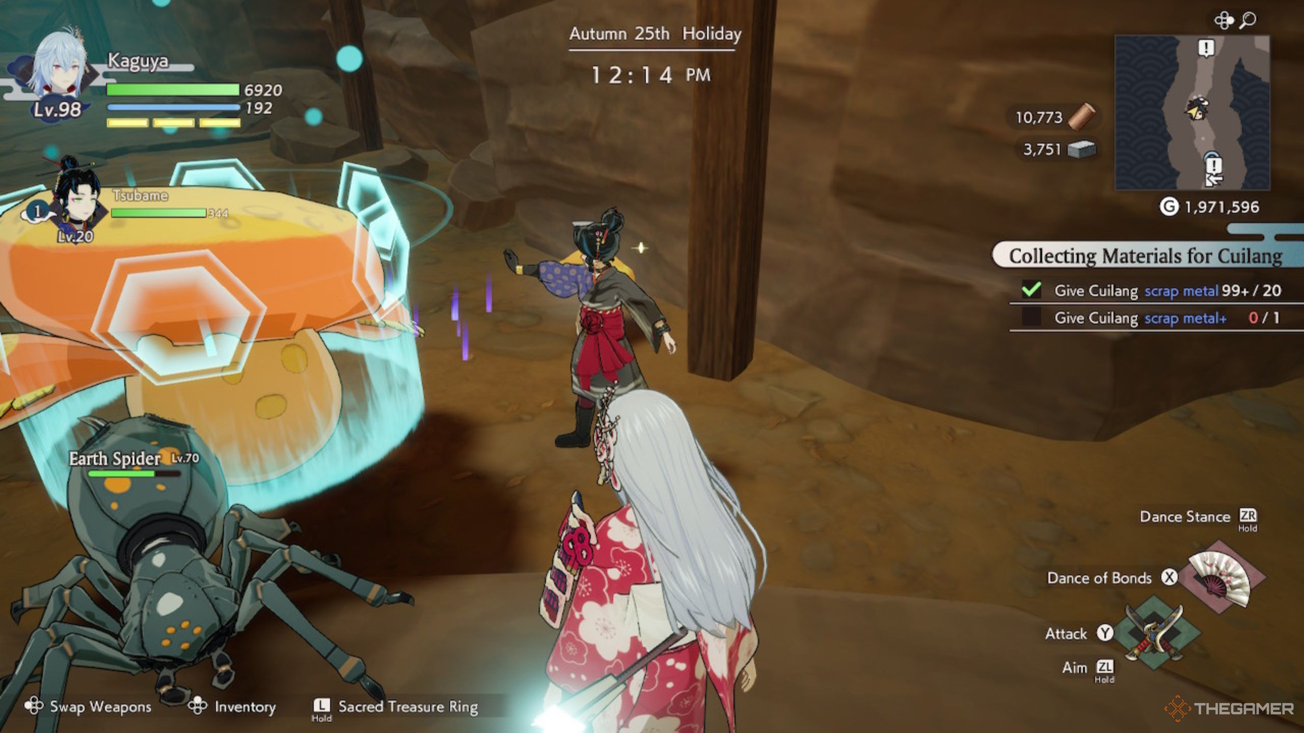 Tsubame battling in Rune Factory Guardians of Azuma