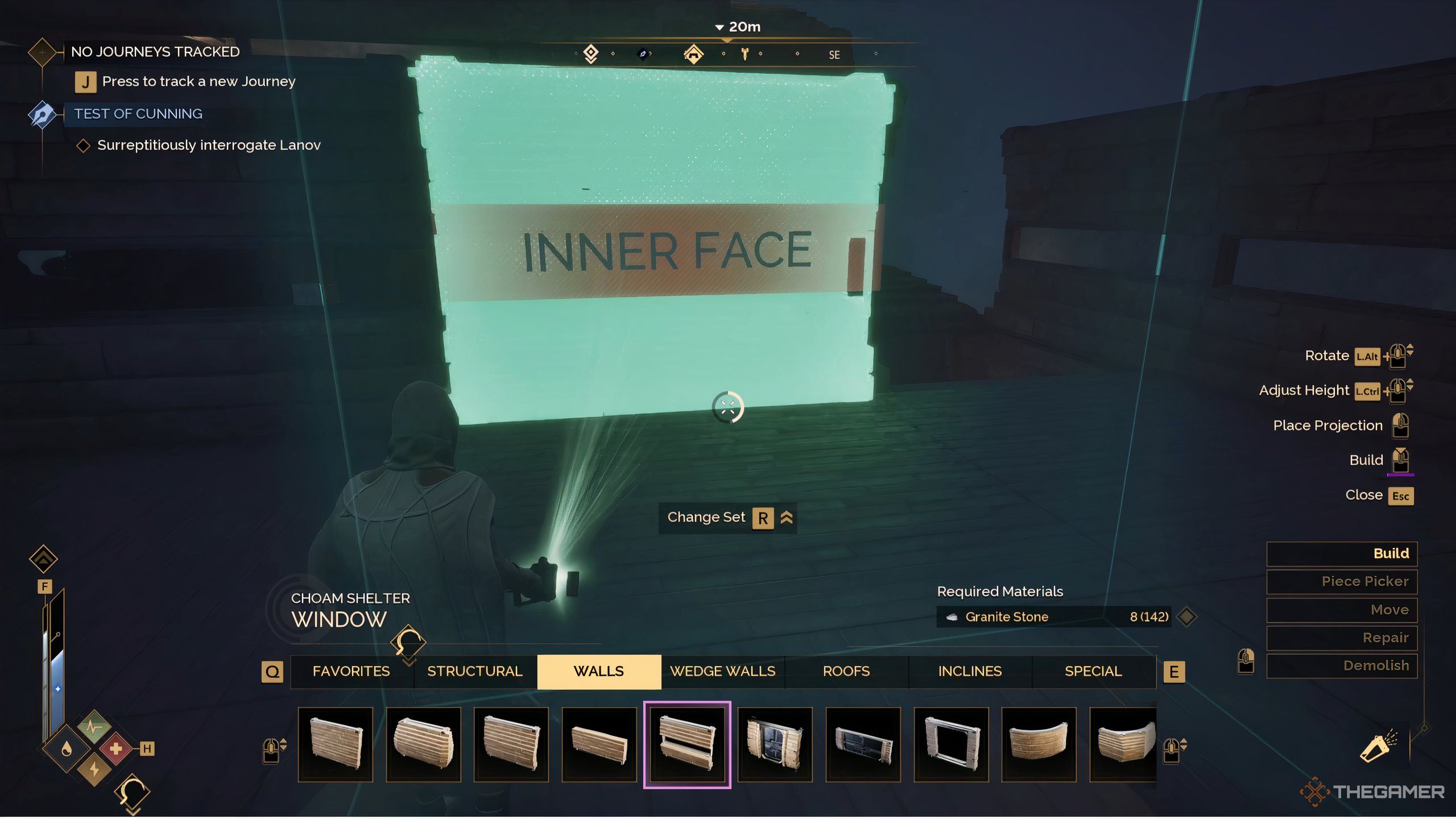 A player builds a wall in their sub-fief in Dune: Awakening.