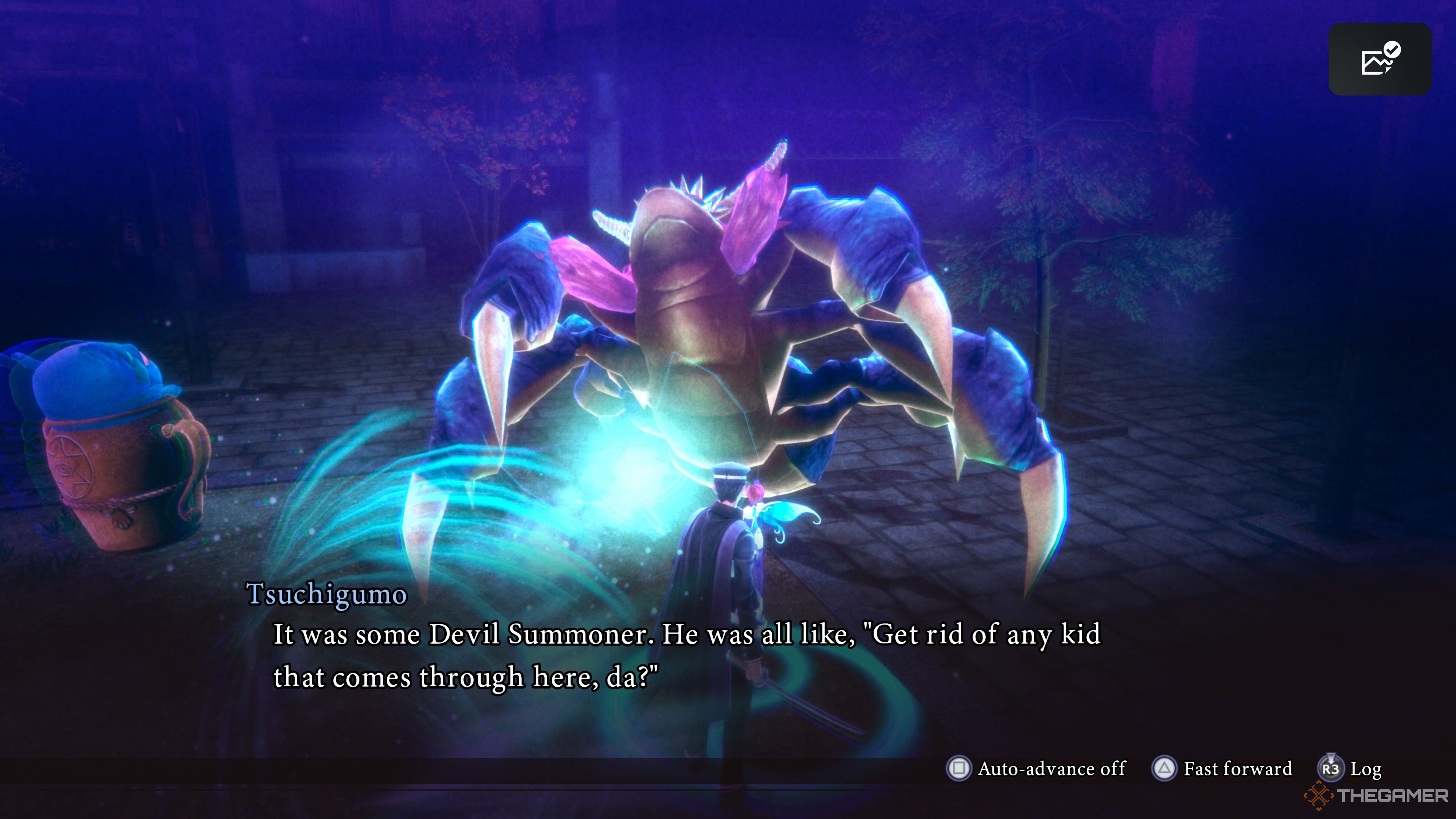 Tsuchigumo saying who it's working with to kidnap Rin in Raidou Remastered: The Mystery of the Soulless Army.