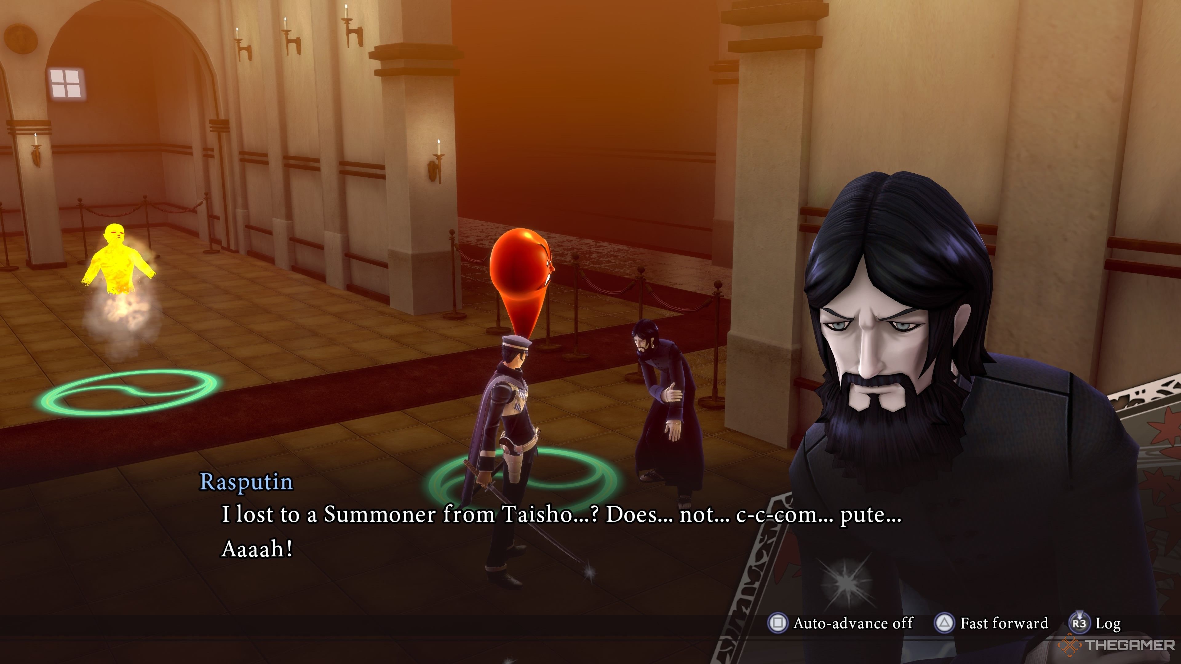 Rasputin after being defeated in the boss fight of Chapter Four in Raidou Remastered: The Mystery of the Soulless Army.