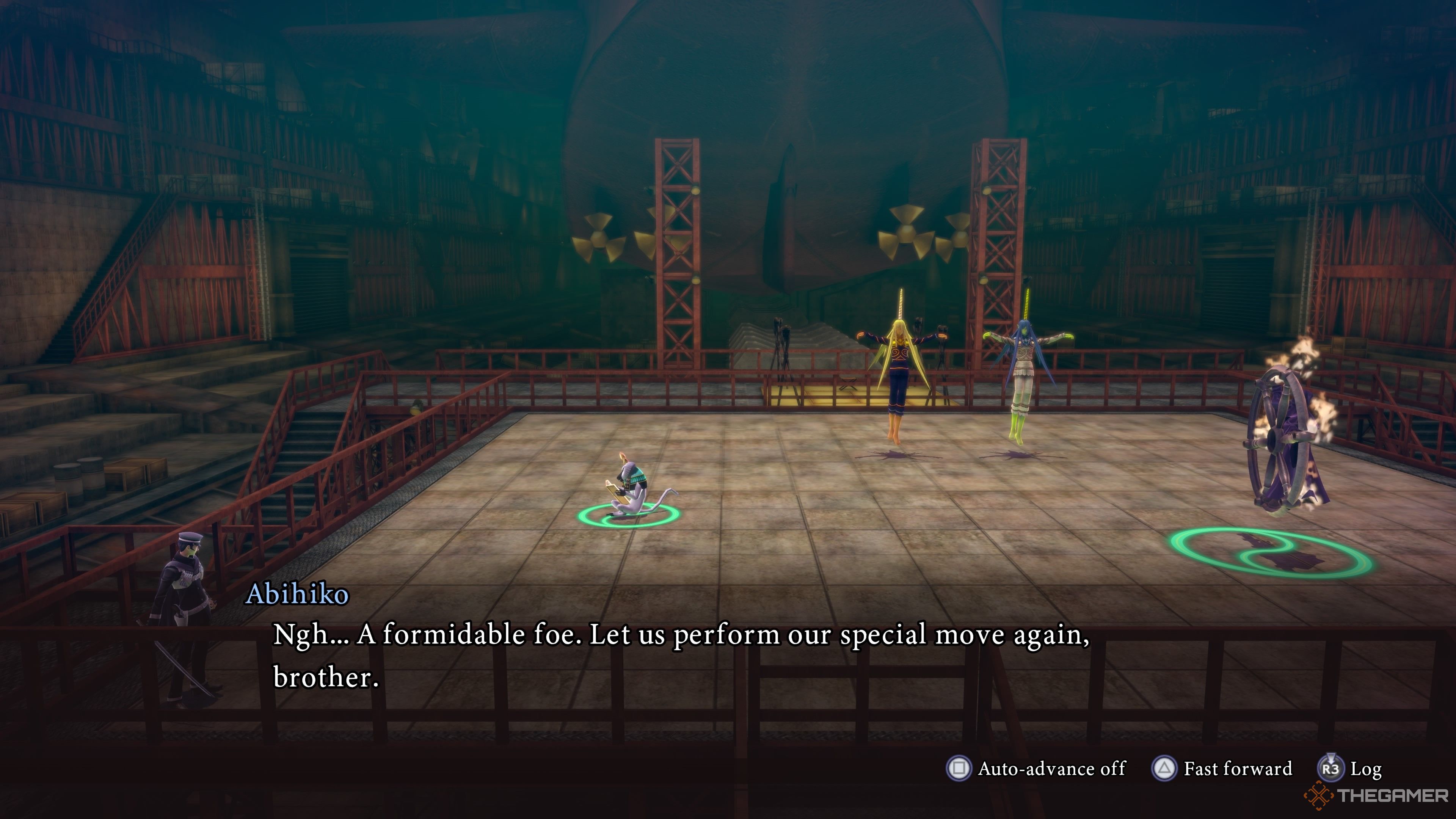 Abihiko calling to use Amatobi in Raidou Remastered The Mystery of the Soulless Army.