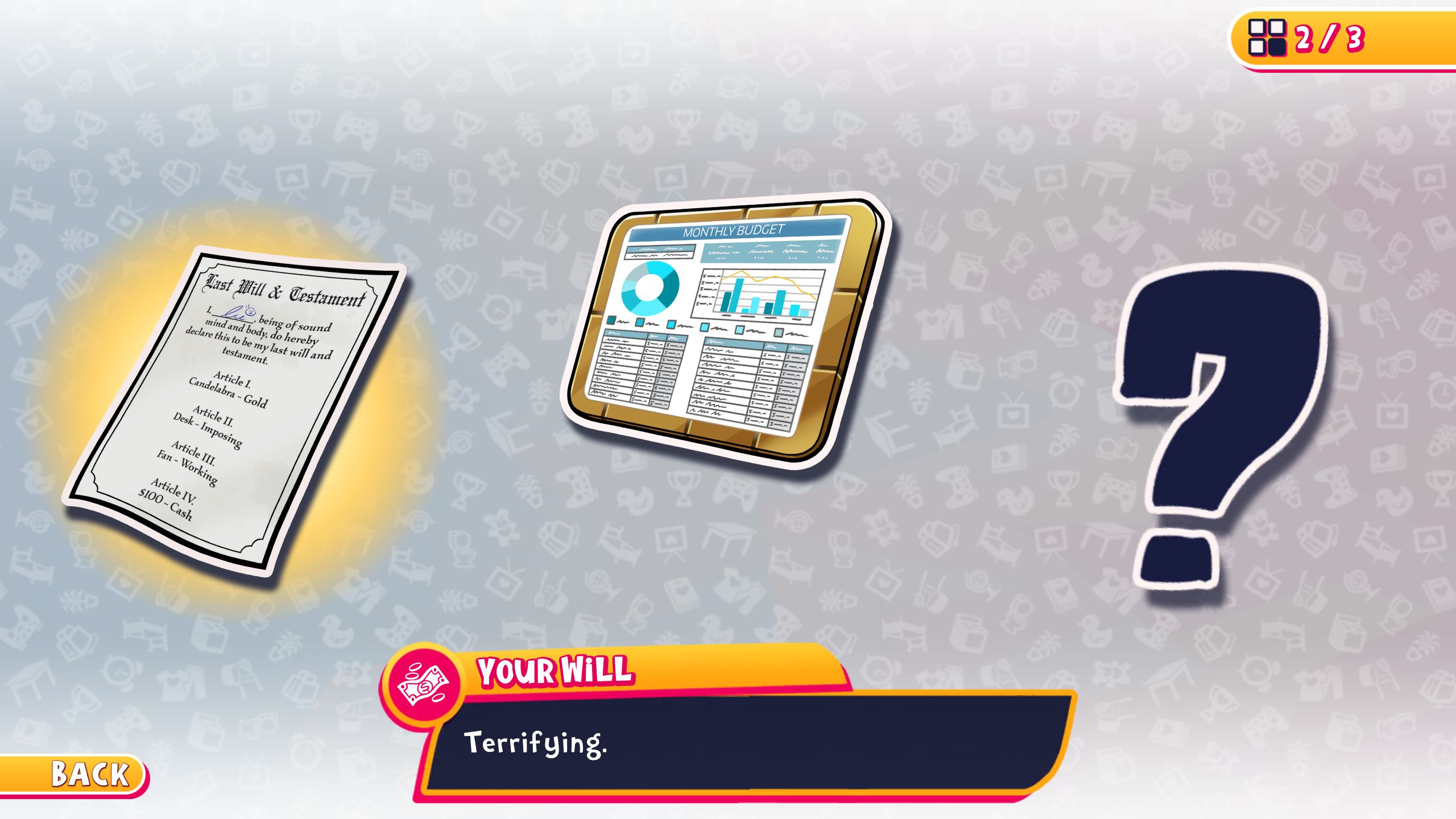 Monique's collectibles menu