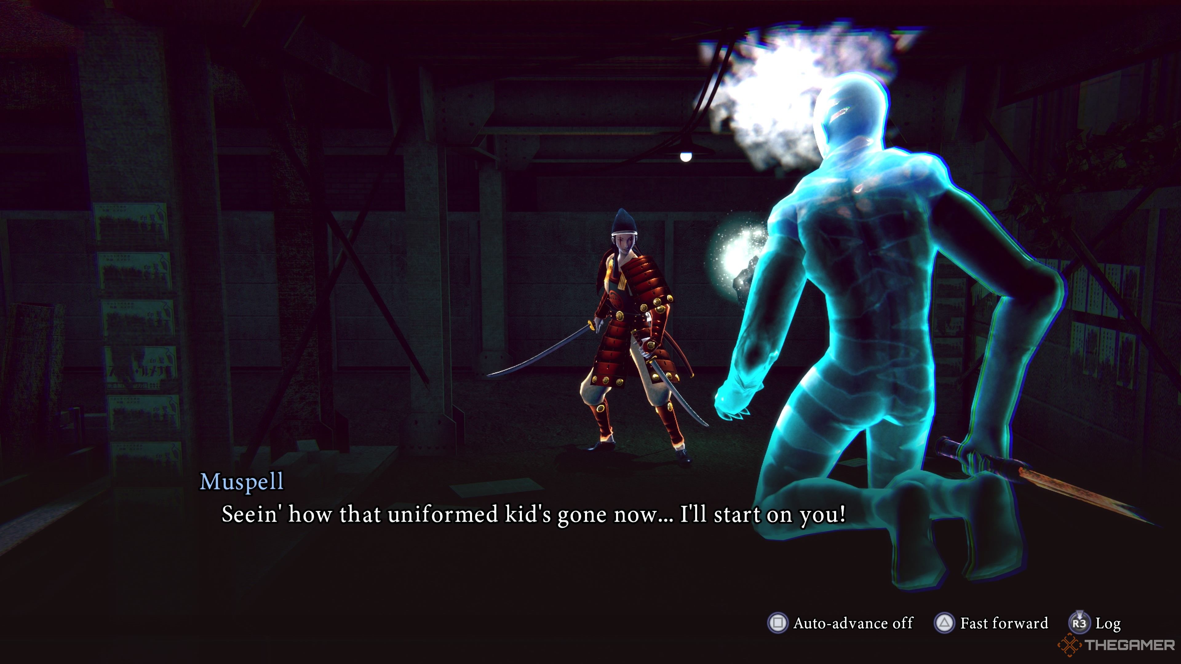 Yoshitsune battling Muspell in Raidou Remastered The Mystery of the Soulless Army.
