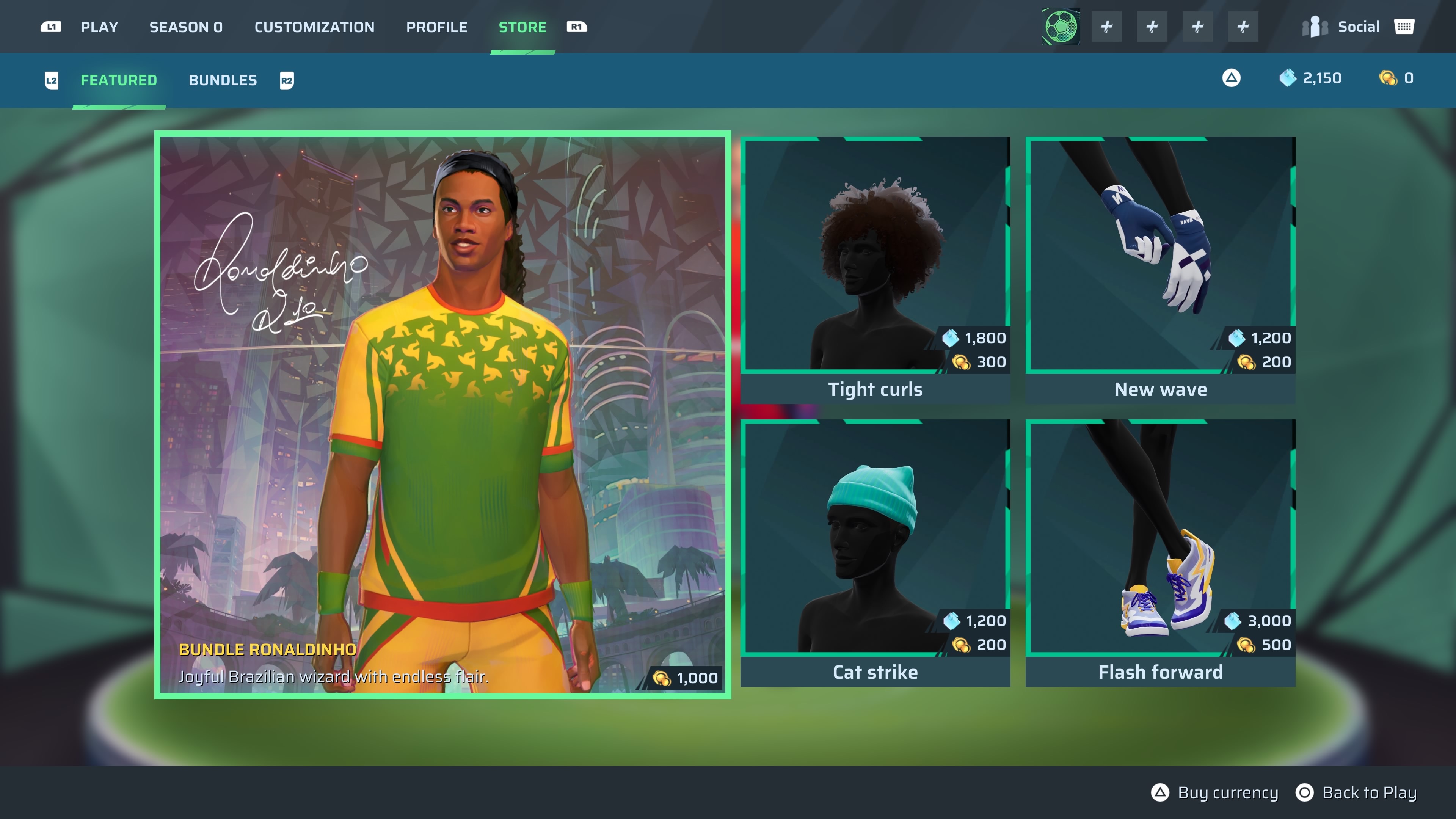 Shopping in the Rematch store featuring Ronaldinho