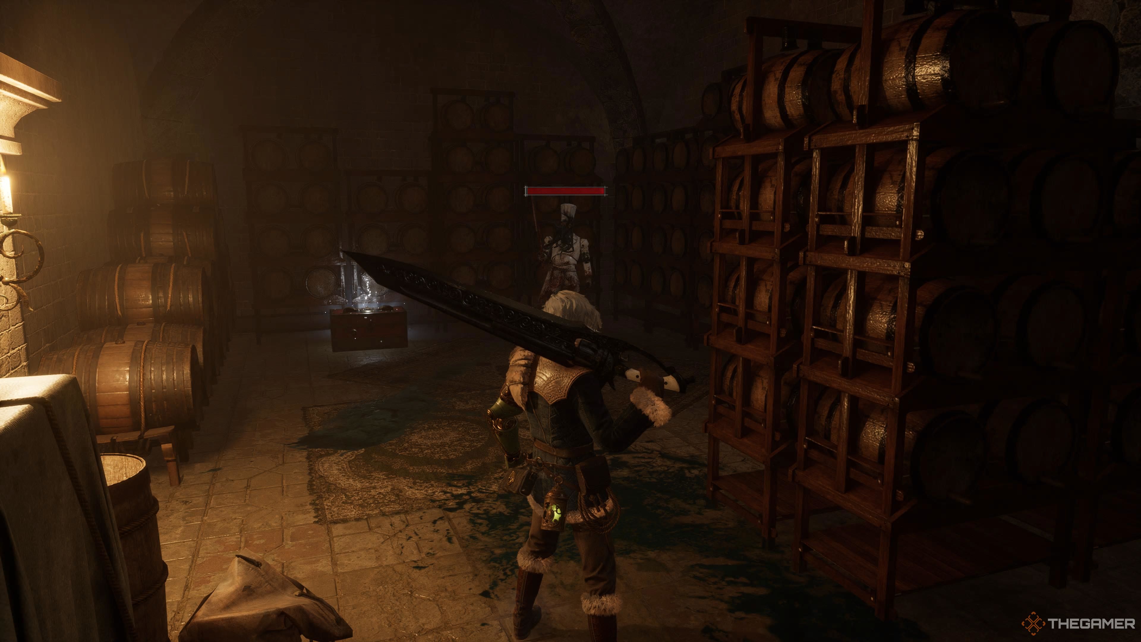 P facing off against an infected chef next to a treasure chest in Lies Of P Overture.