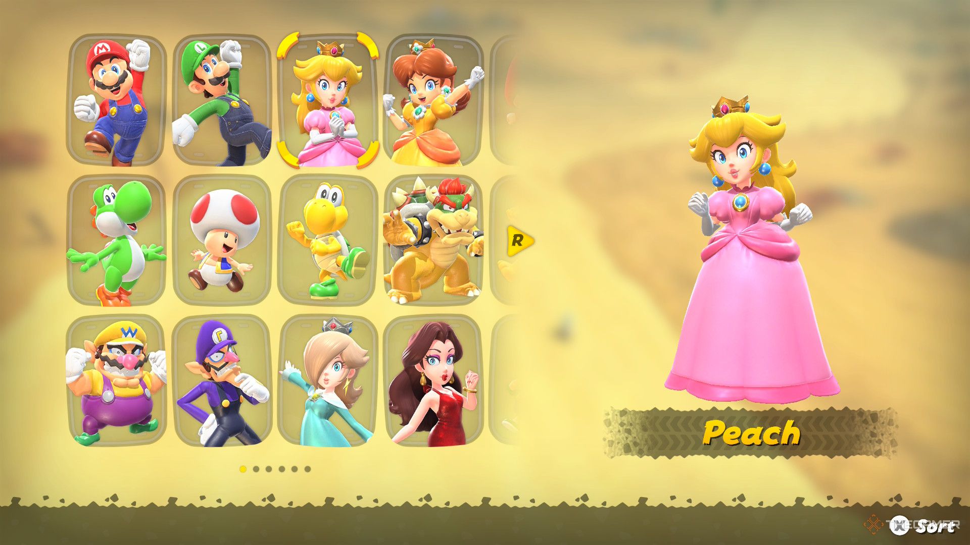 Peach Character Selection Screen