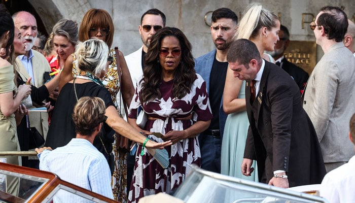 Oprah Winfrey leaving Gritti Palace Hotel