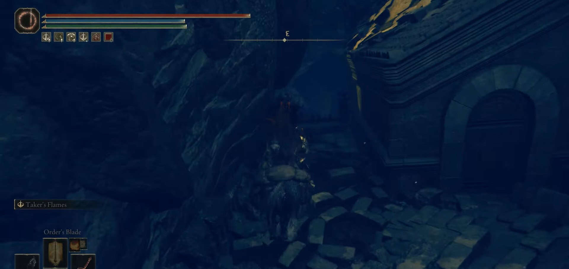 drop down into ruins