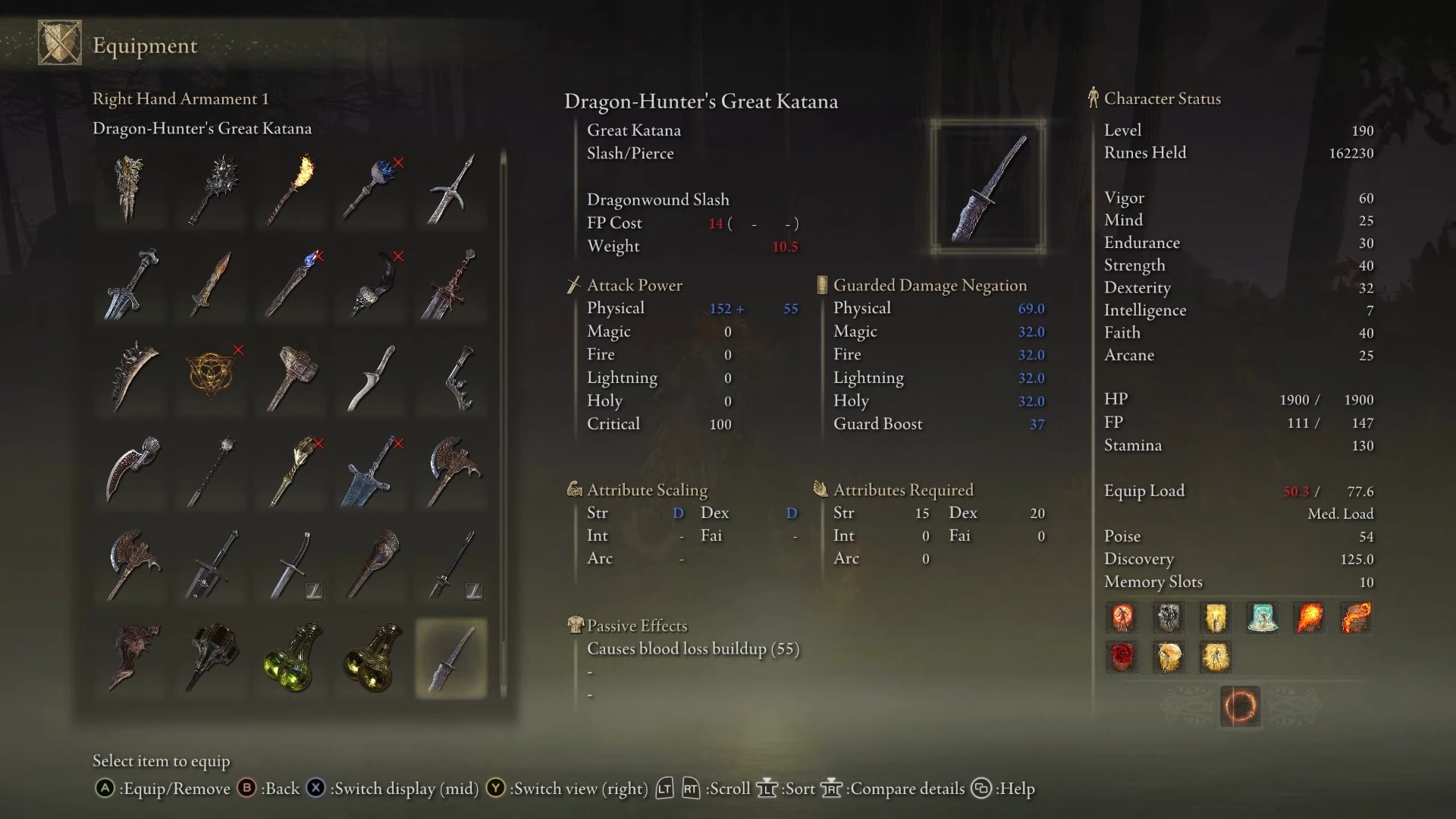 dragon hunter great katana stats