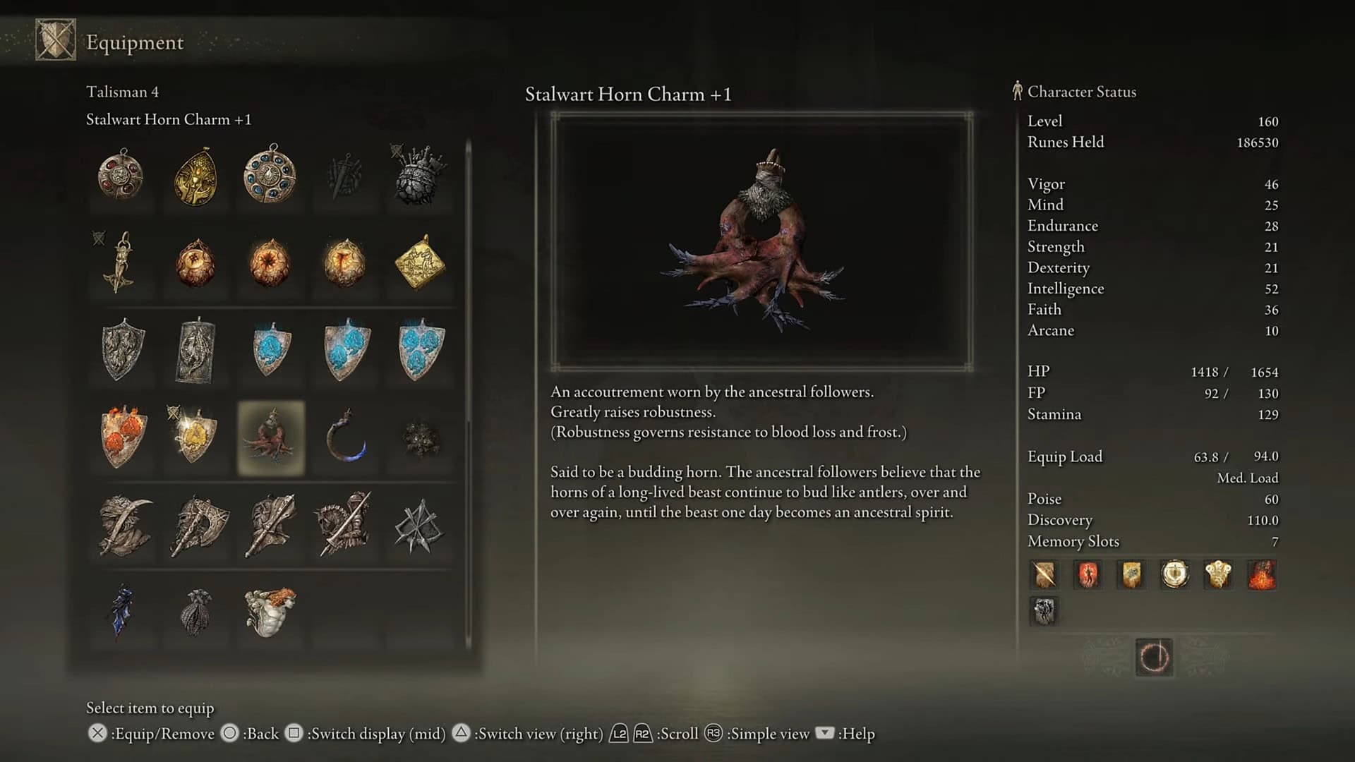 Stalwart Horn Charm +1 stats