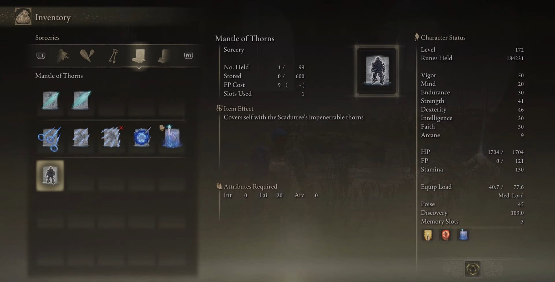 Mantle of Thorns stats