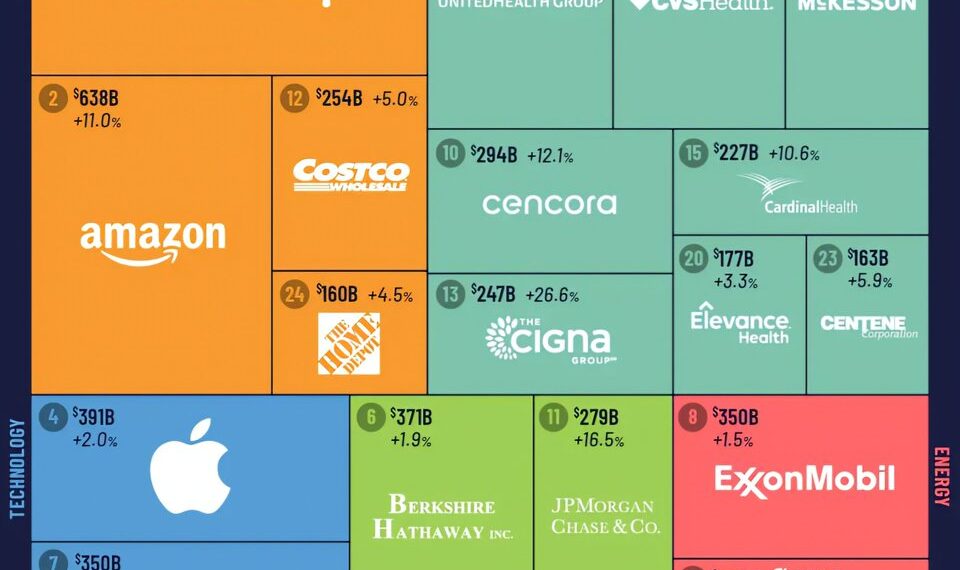 America's Top 25 Largest Companies by Revenue 2025  

1.  Walmart – $681B
2.  Am