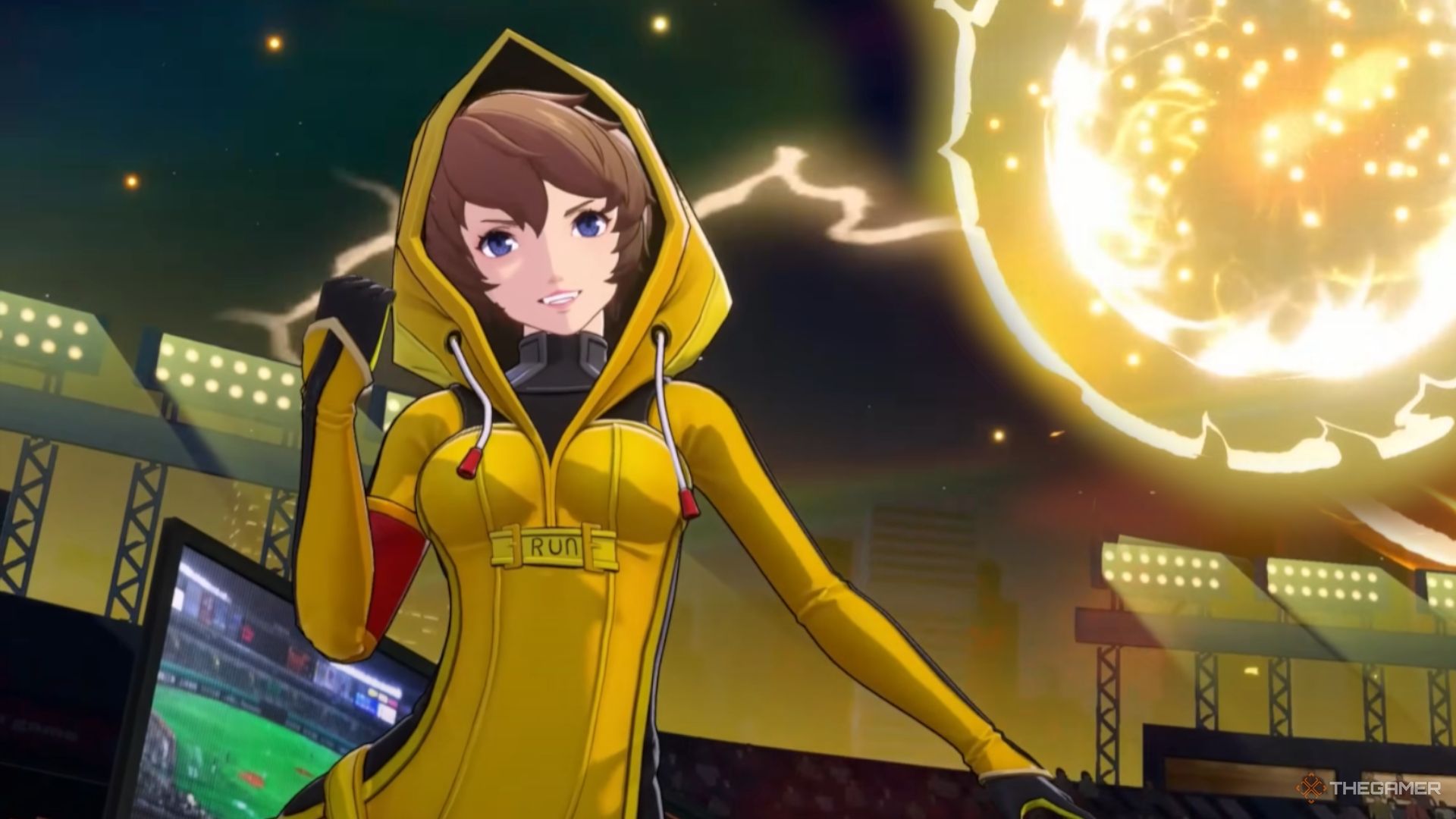 Arai celebrating after defeating her foes in Persona 5 The Phantom X.