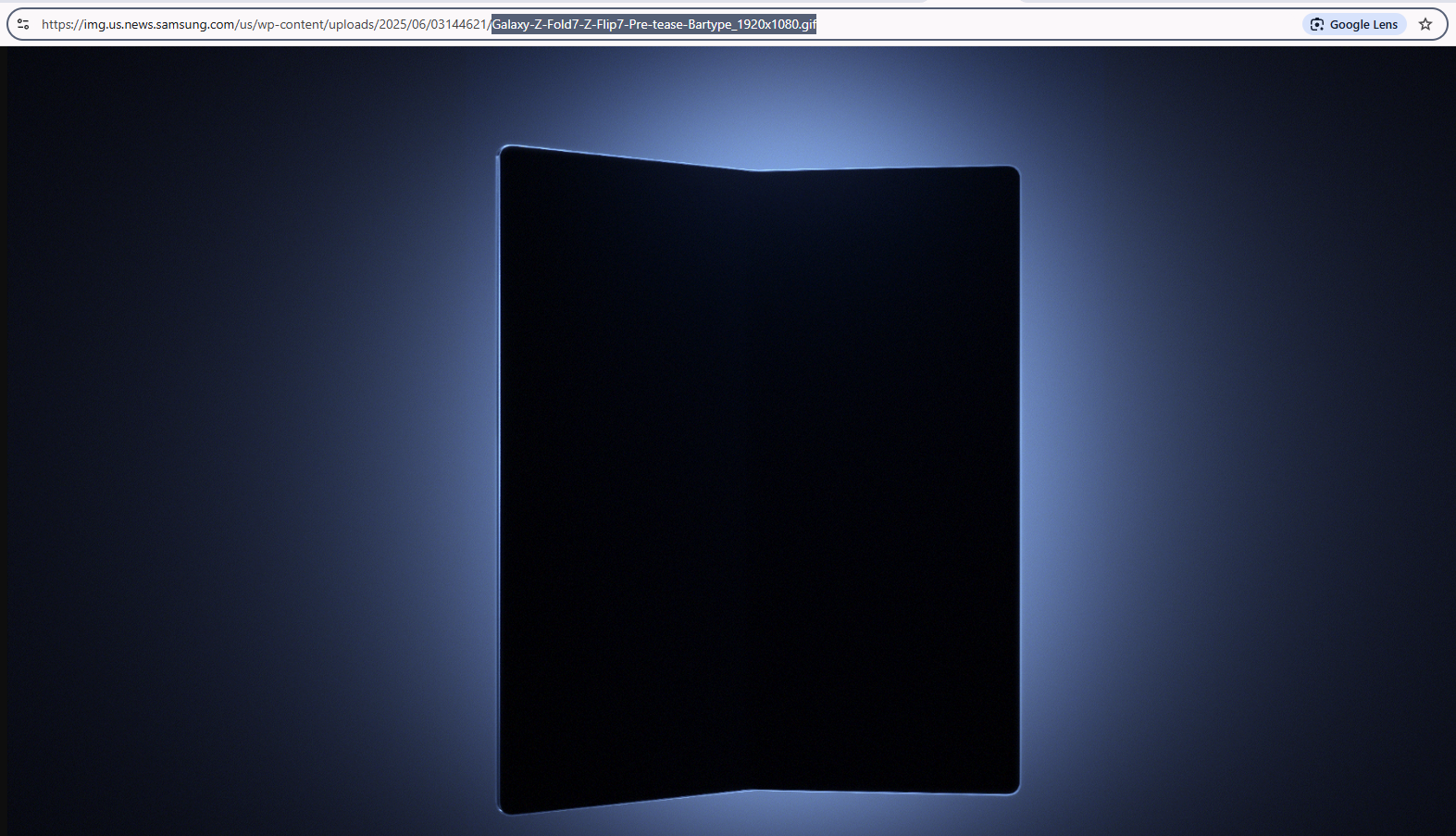 Samsung's foldable teaser image URL, including both Z Fold 7 and Z Flip 7.
