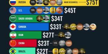Top 10 Countries by Natural Resource Wealth 

1  Russia: $75T - Leading the pack