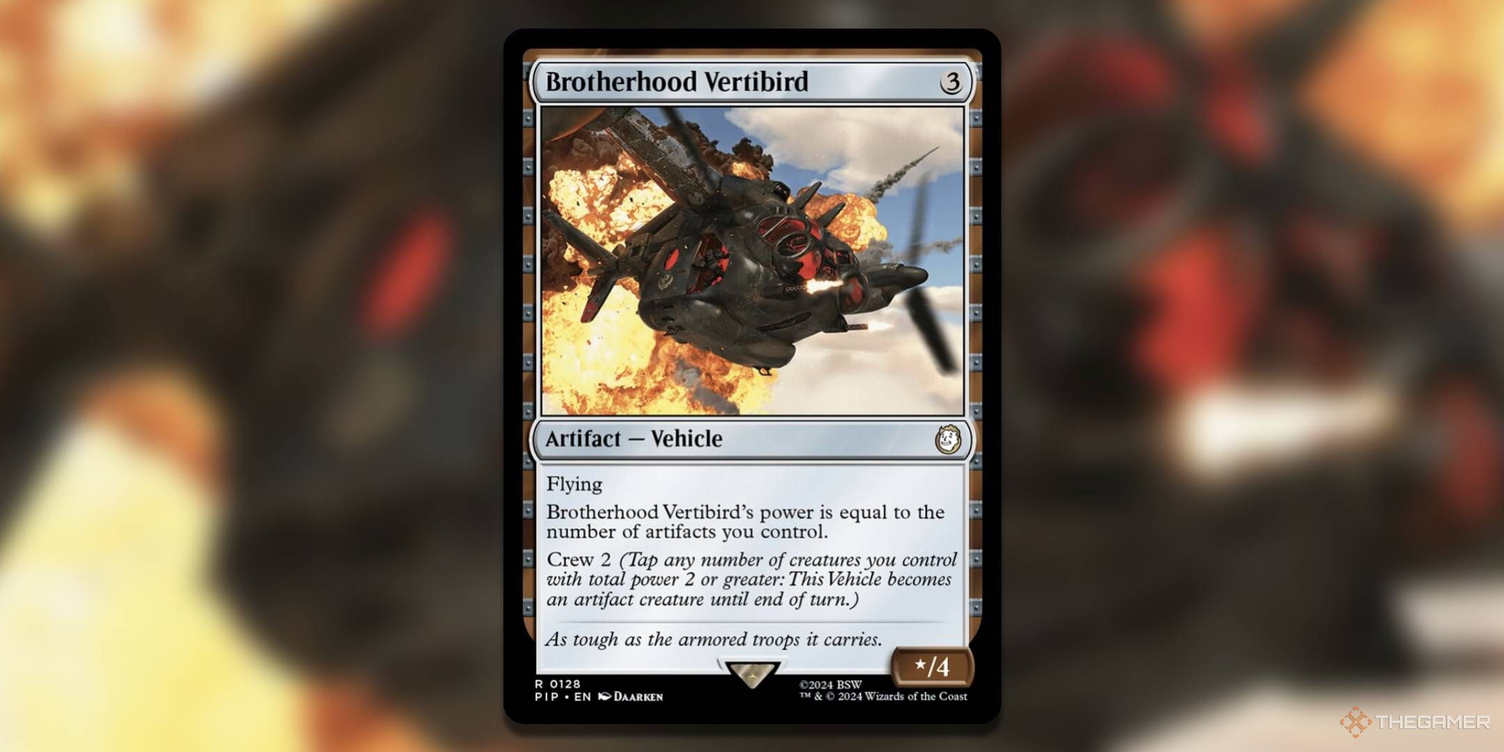 Brotherhood Vertibird card from Magic: The Gathering's Fallout.
