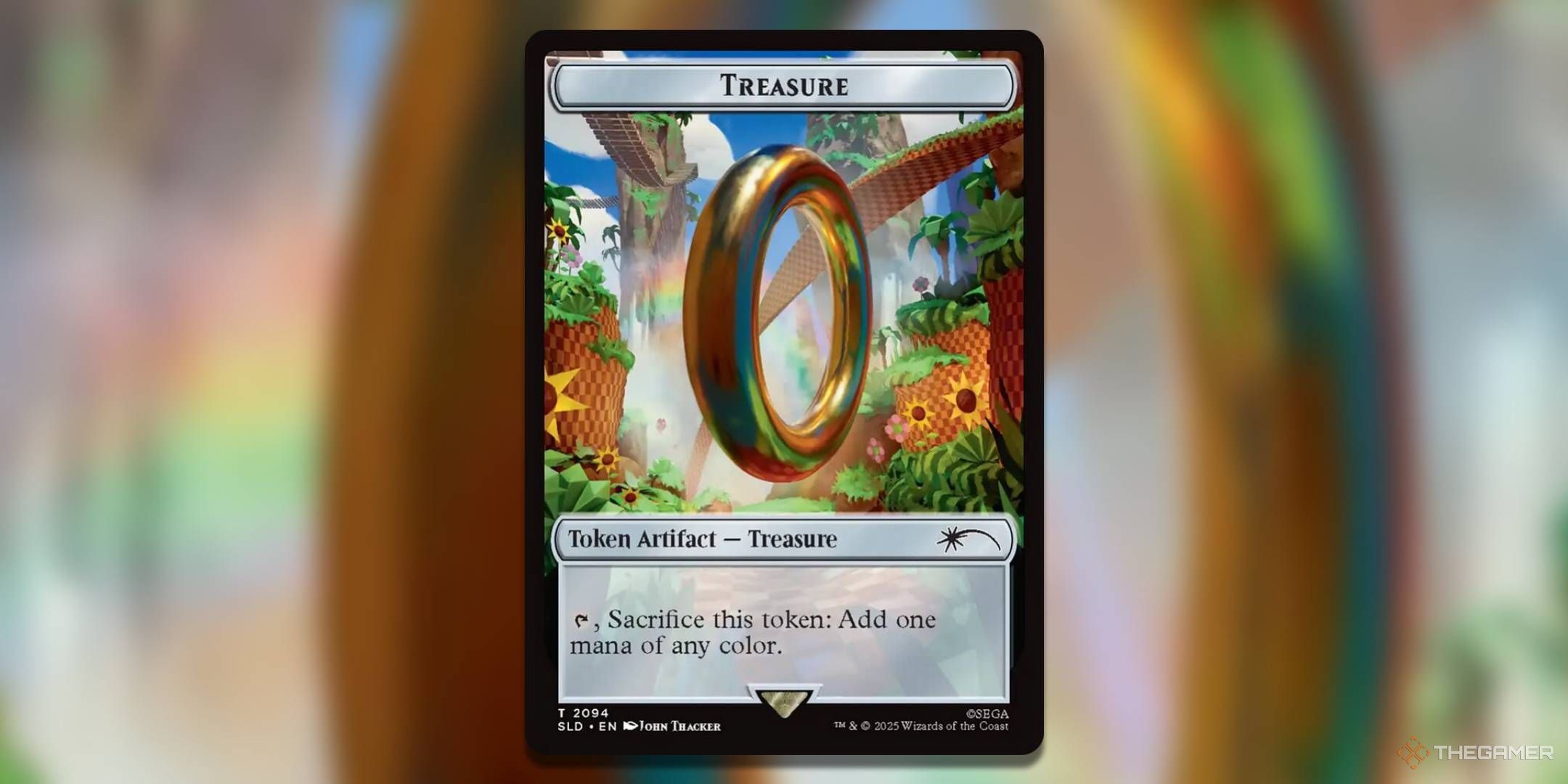 Treasure token from Magic: The Gathering's Secret Lair X Sonic: Chasing Adventure